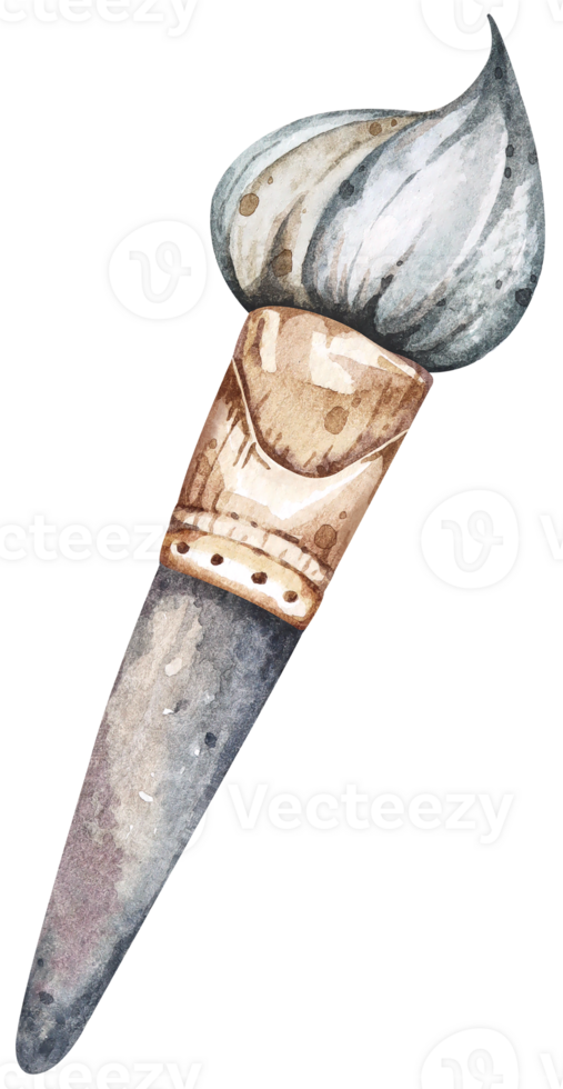 Paintbrush painted with watercolors.Art supplies. Tools for painting. png