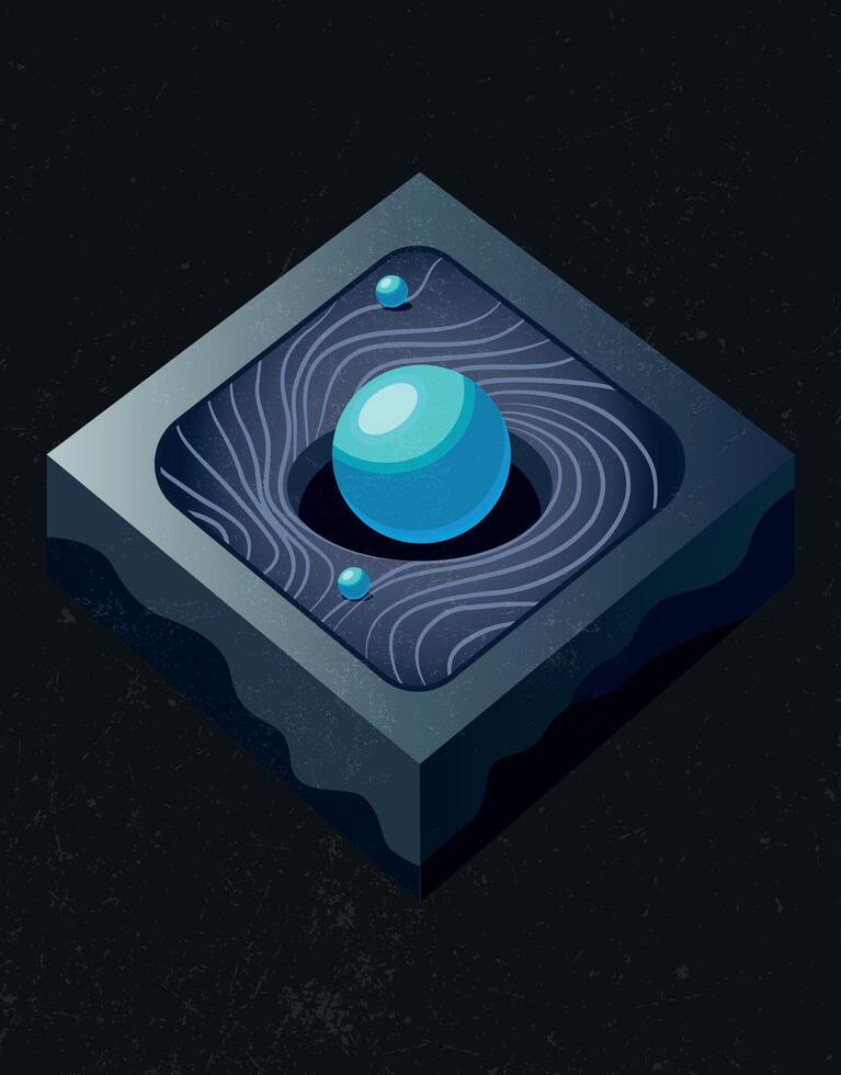 Futuristic 3D Blue Orb on Dark Abstract Platform vector