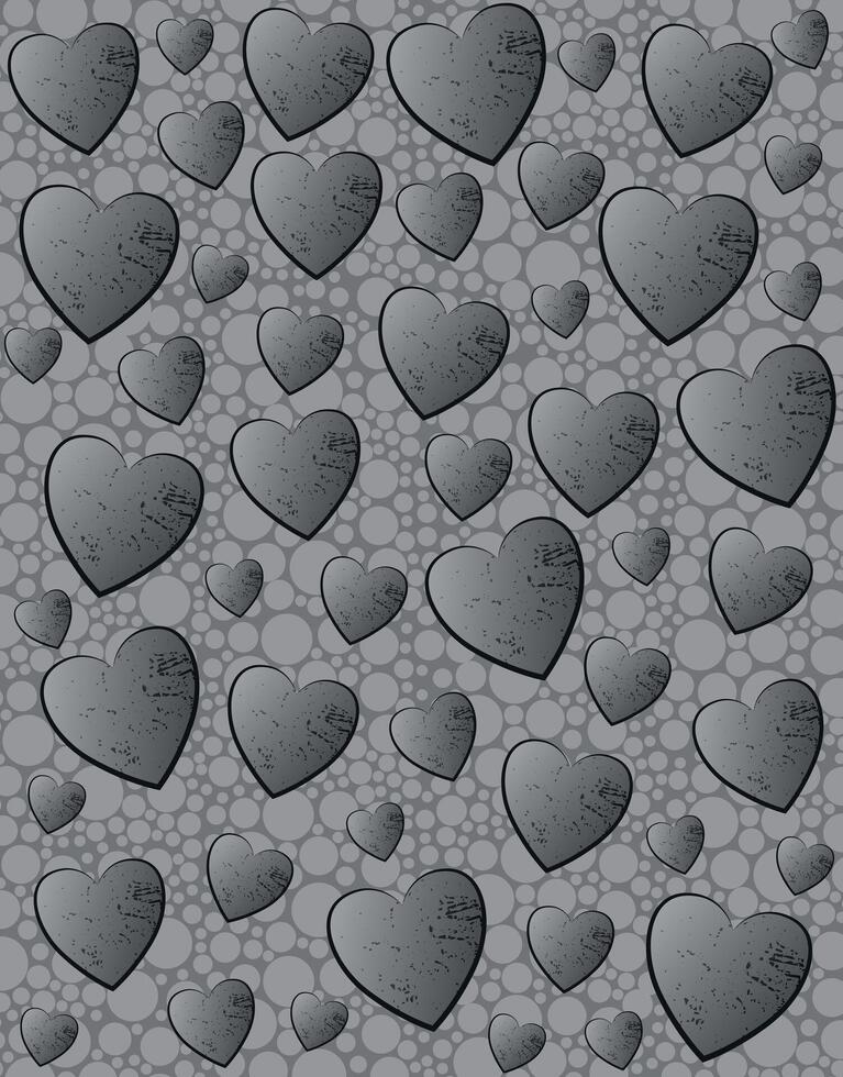Grunge Gray Hearts Pattern on Bubble Background vector