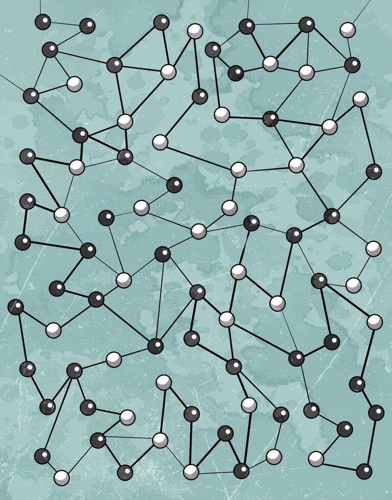 Monochrome Dotted Network on Grunge Aqua Background vector