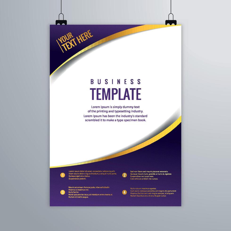 Minimalist Purple Brochure Design with Gold Details vector