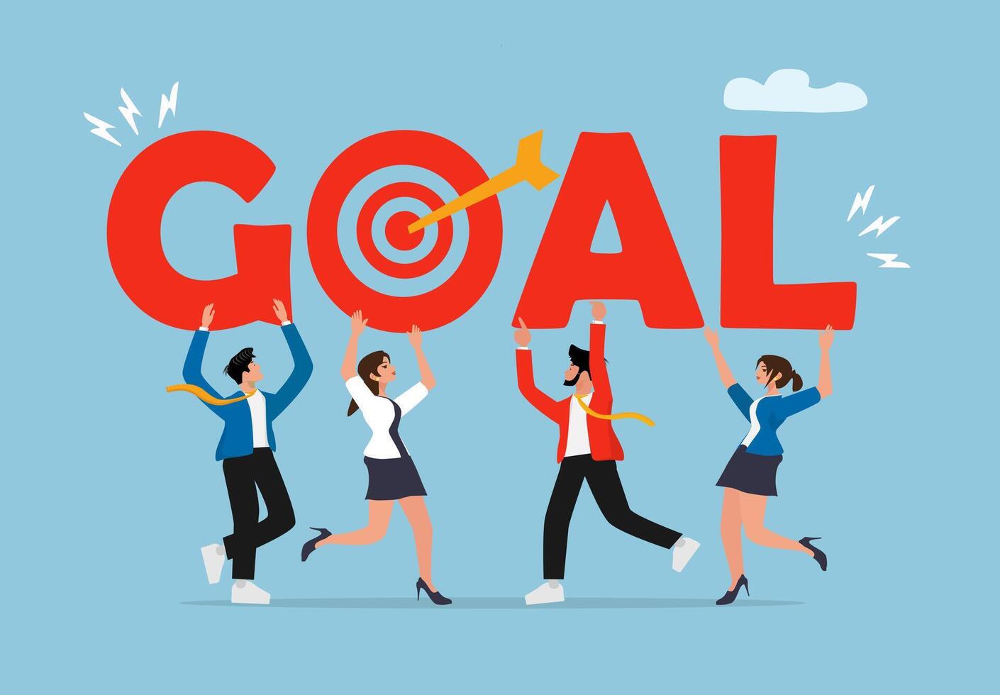 Creative Business Teamwork Illustration of Young Professionals vector