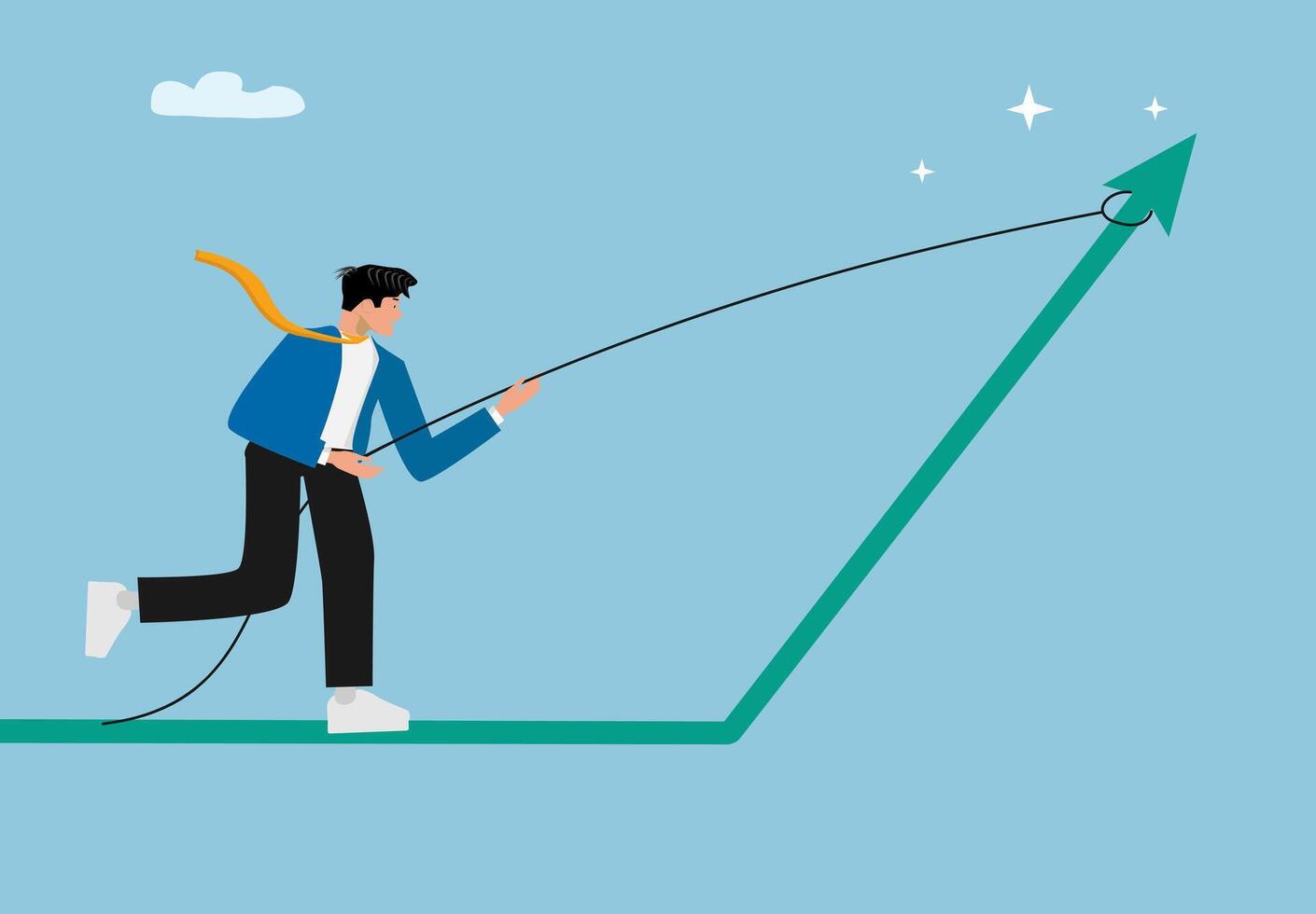 Businessman Pulling Up Growing Arrow vector