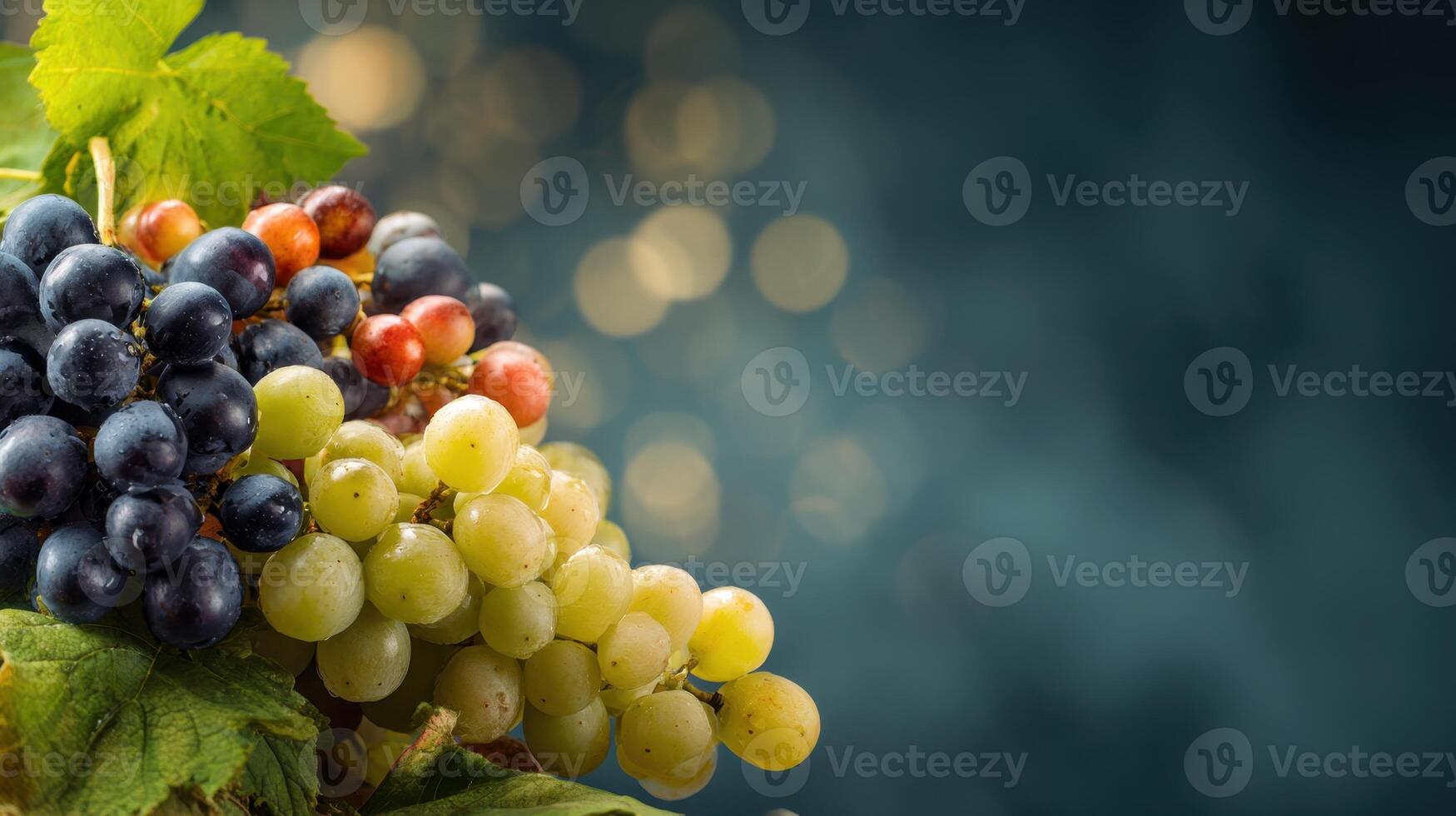Fresh green and purple grapes photo