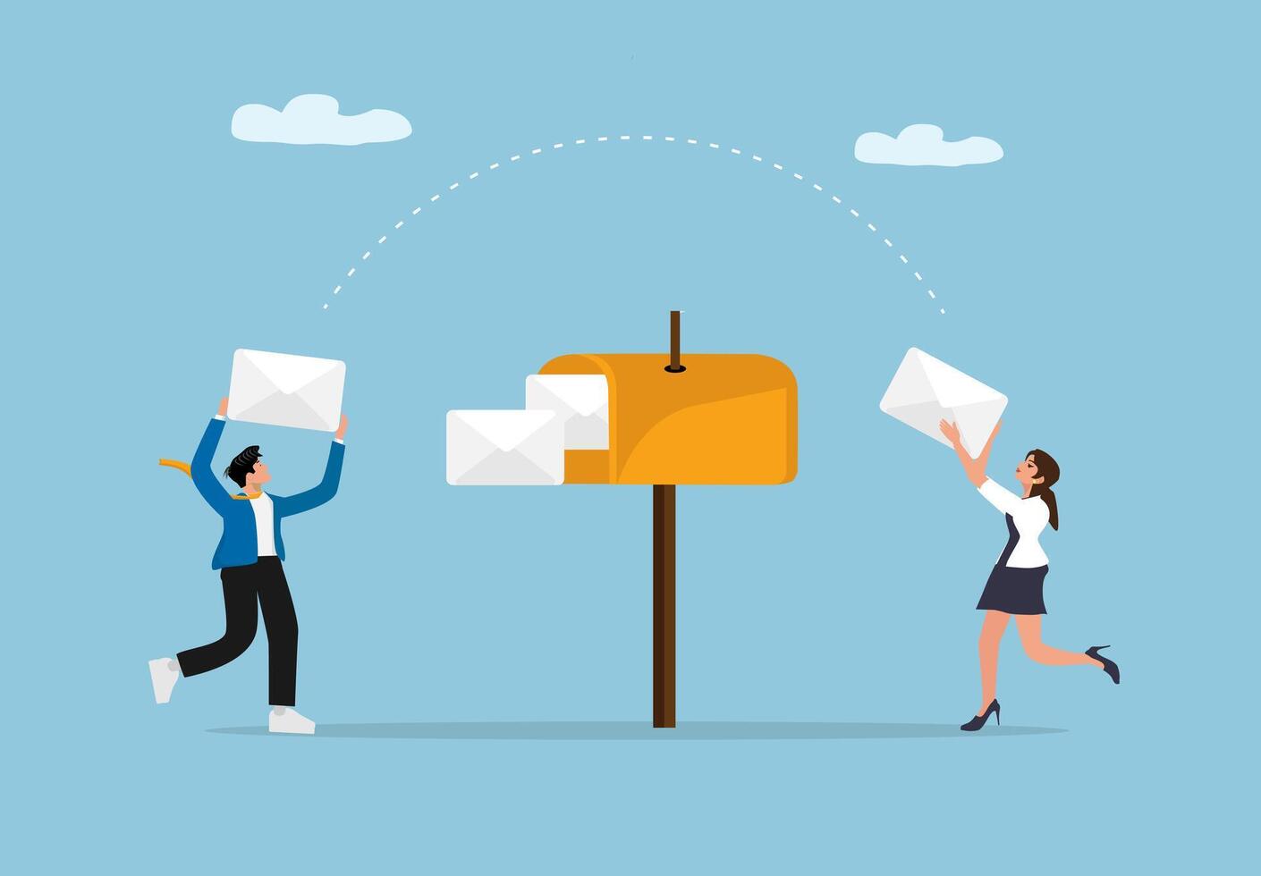 Business Team Sending Emails to Mailbox vector