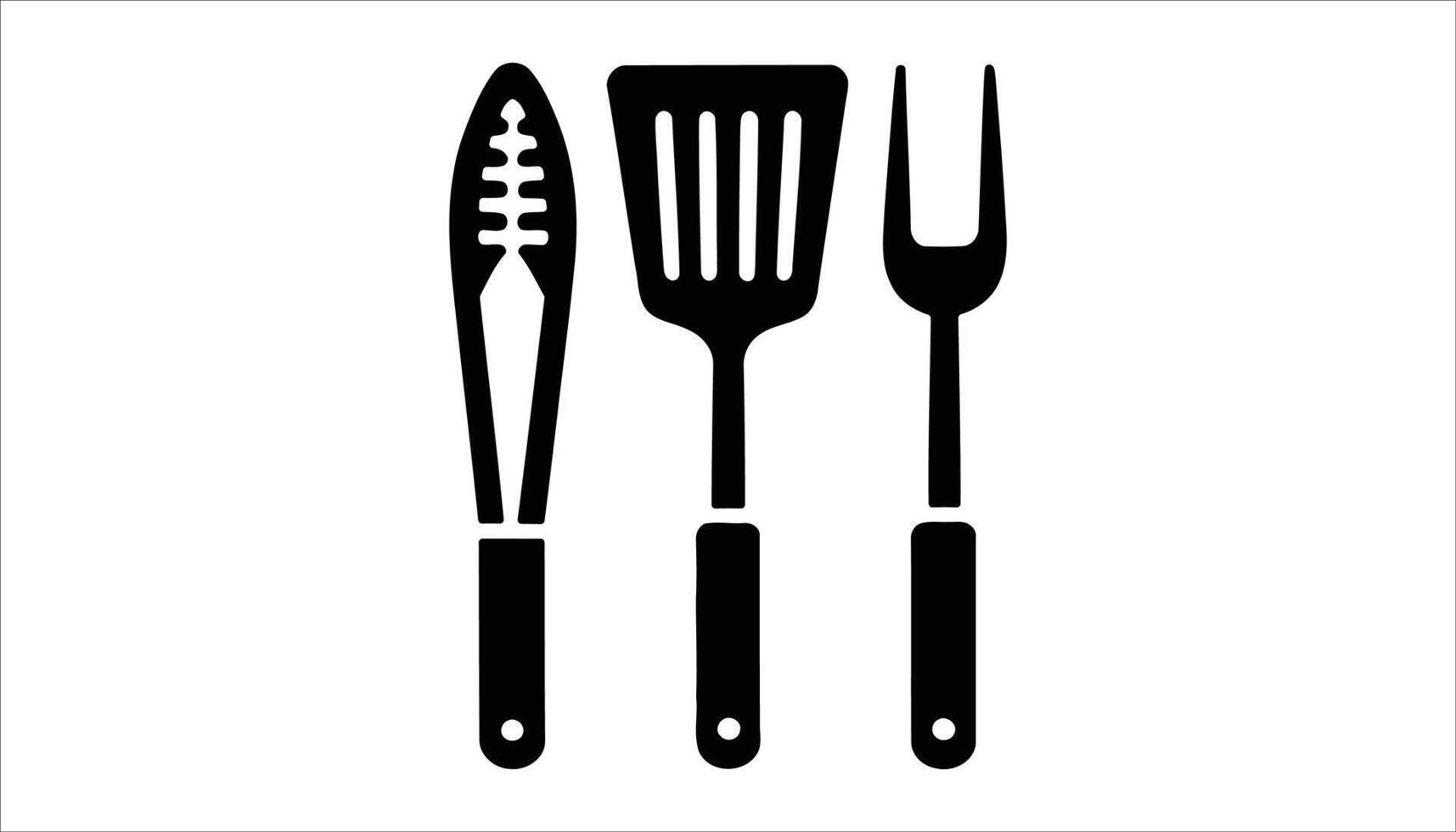 Cooking Utensils Set Tongs, Spatula, and Fork Design vector