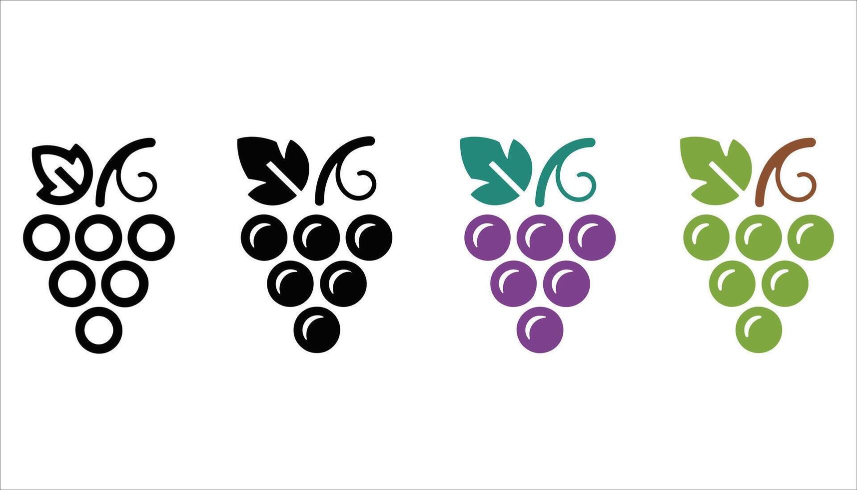 Grape Cluster Silhouette with Green Leaves vector