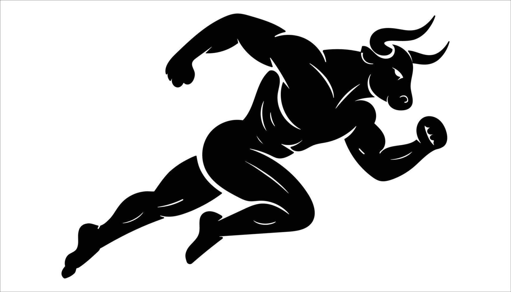 Powerful Bull Mascot with Muscular Human Body in Action Pose Fitness and Strength Logo Design vector