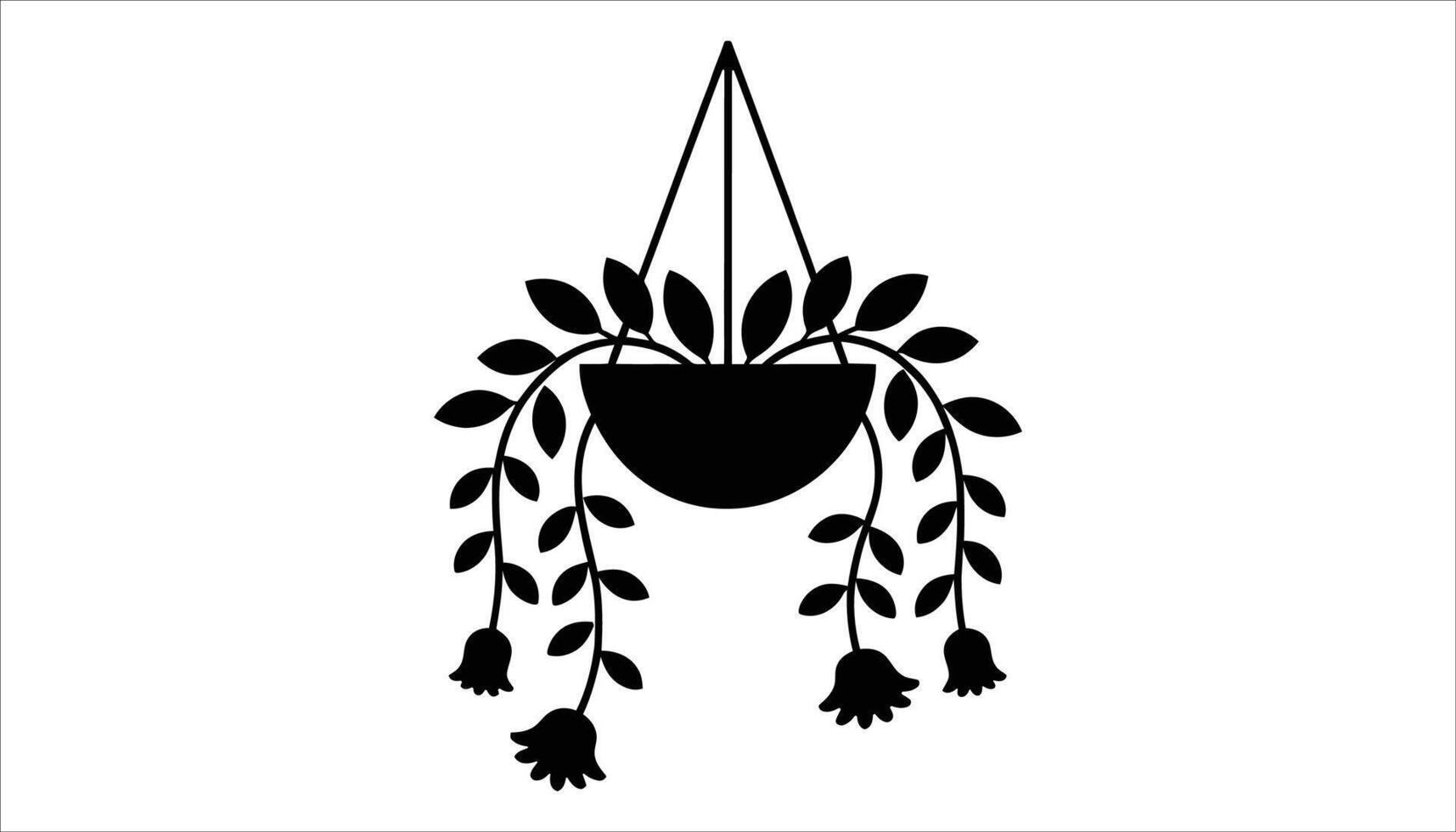 Minimalist Hanging Planter with Floral Leaves vector