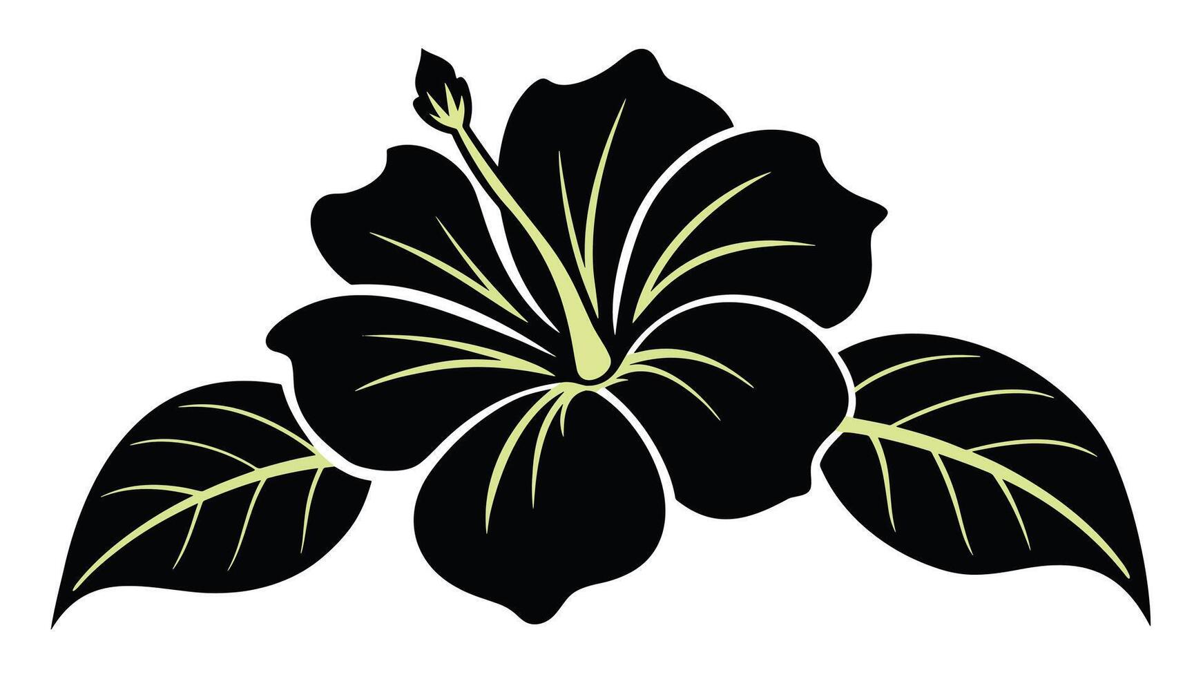 a black and green hibiscus flower on a white background vector
