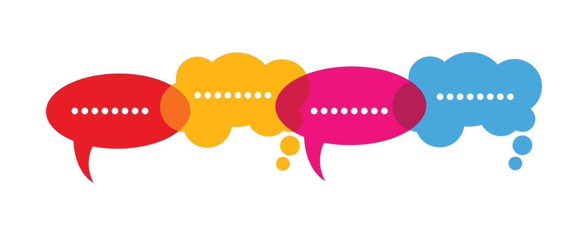 Set of hand drawn speech bubbles. Speech balloon, red, yellow, pink and blue frames, stylish, handwritten, doodle vector