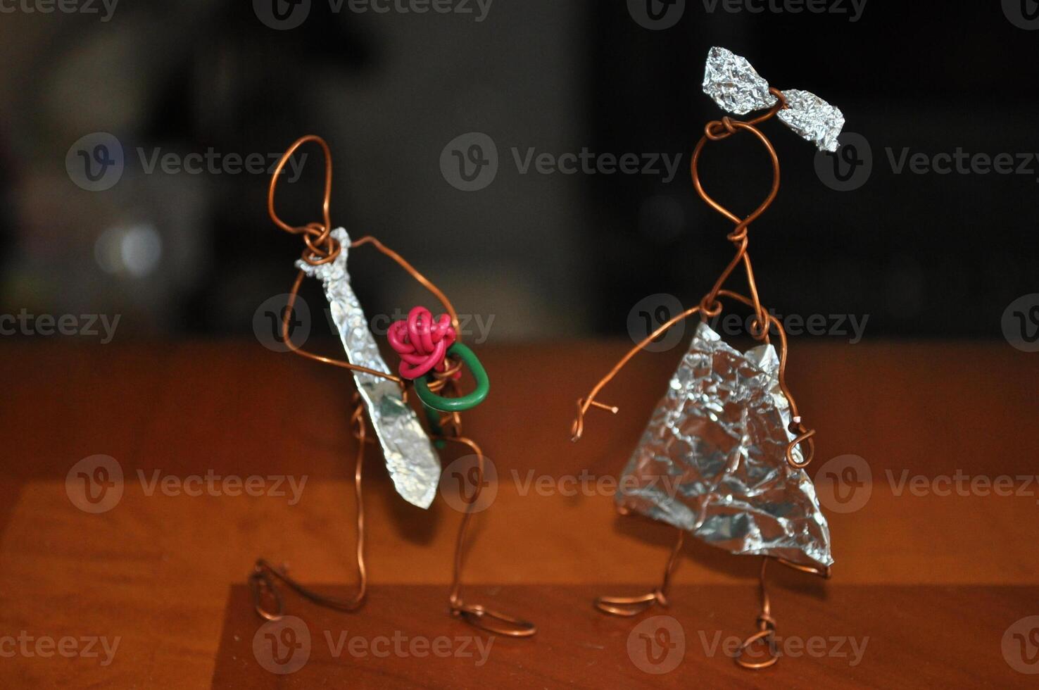 Creative kids wire crafts of love concept photo