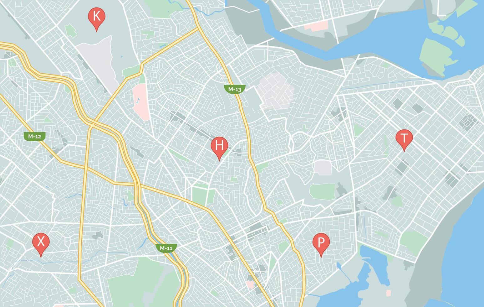 Deep city map, urban detailed map, illustration of city map with beach port vector