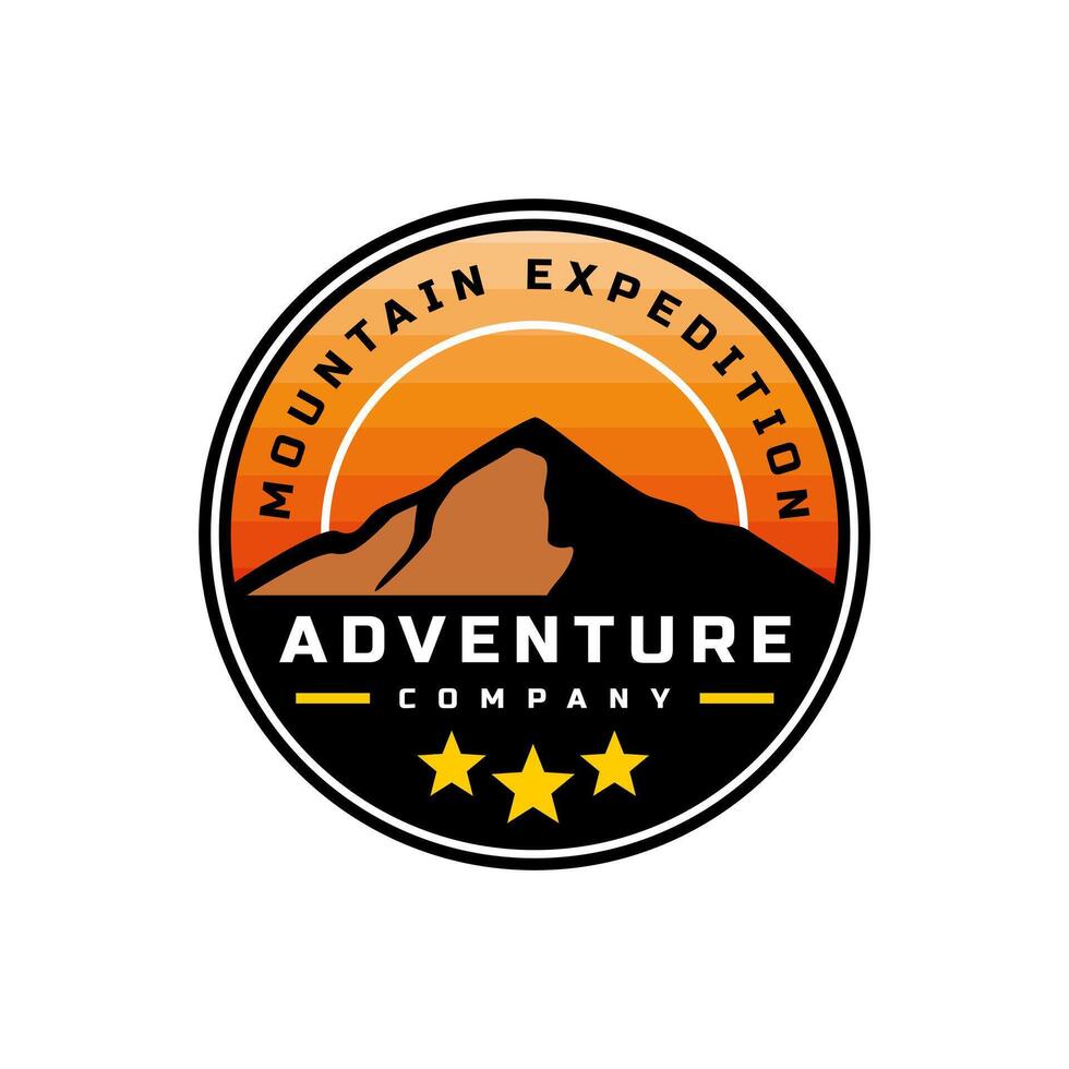 vintage mountain adventure sticker style logo. vintage badge mountain expedition logo template. vector