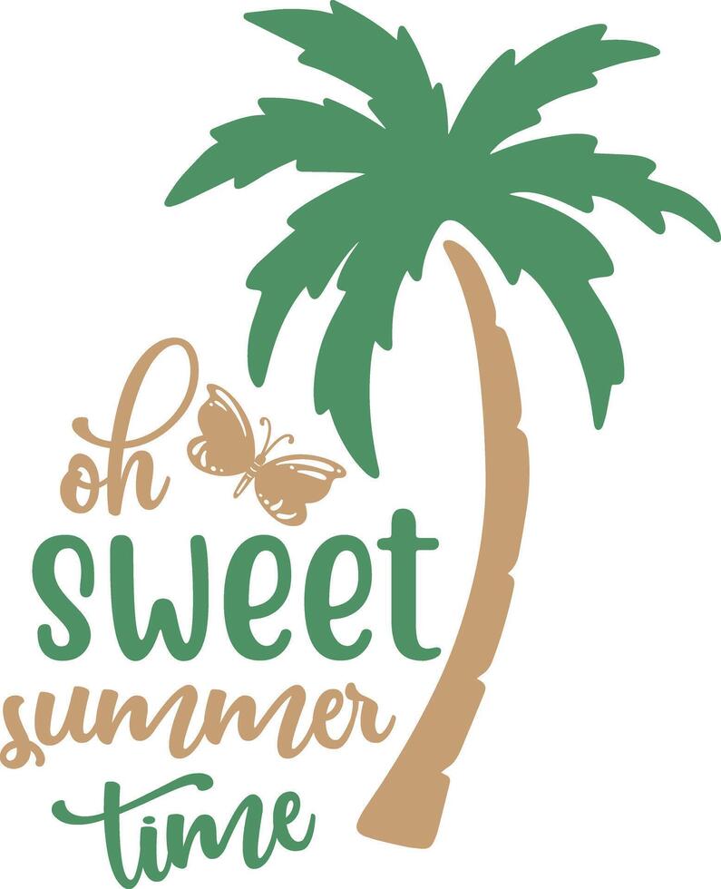 Palm tree with butterfly and summer text vacation tropical vector