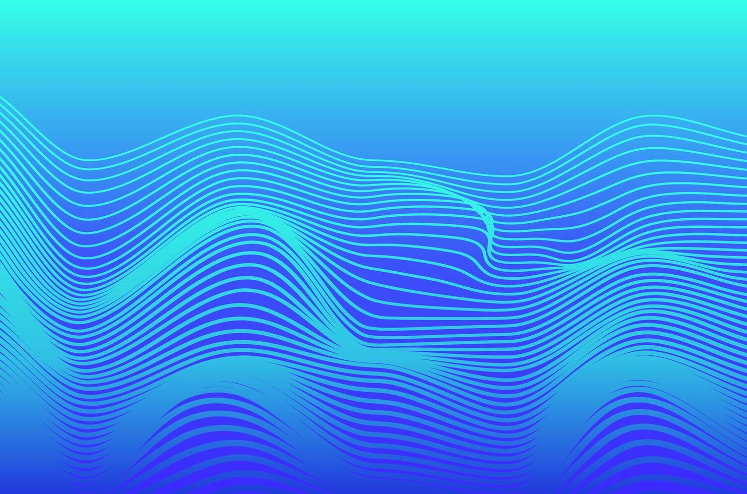 Dynamic line Blue neon wave stripes technology abstract background. Futuristic design with motion and depth effect and copy space. vector