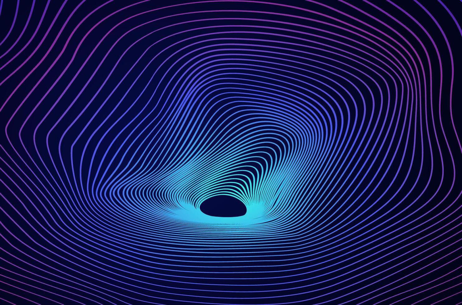 Tunnel 3d line wormhole abstract background. Big data hole sound wave effect distorted, future technology concept with space. vector