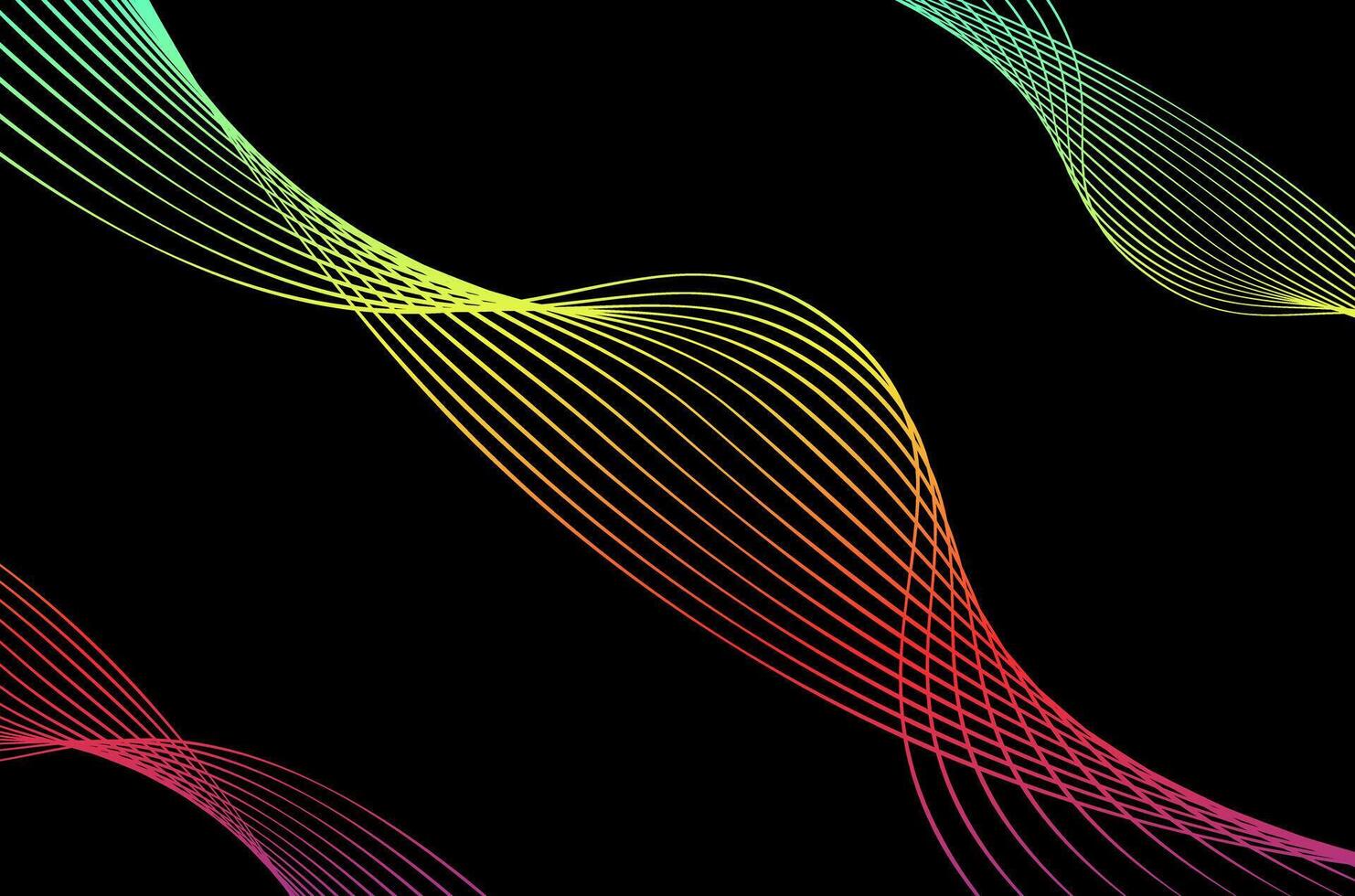 Minimal Abstract line stripes swirl colourful over black background. Luxury, bright and modern concept with copy space. vector