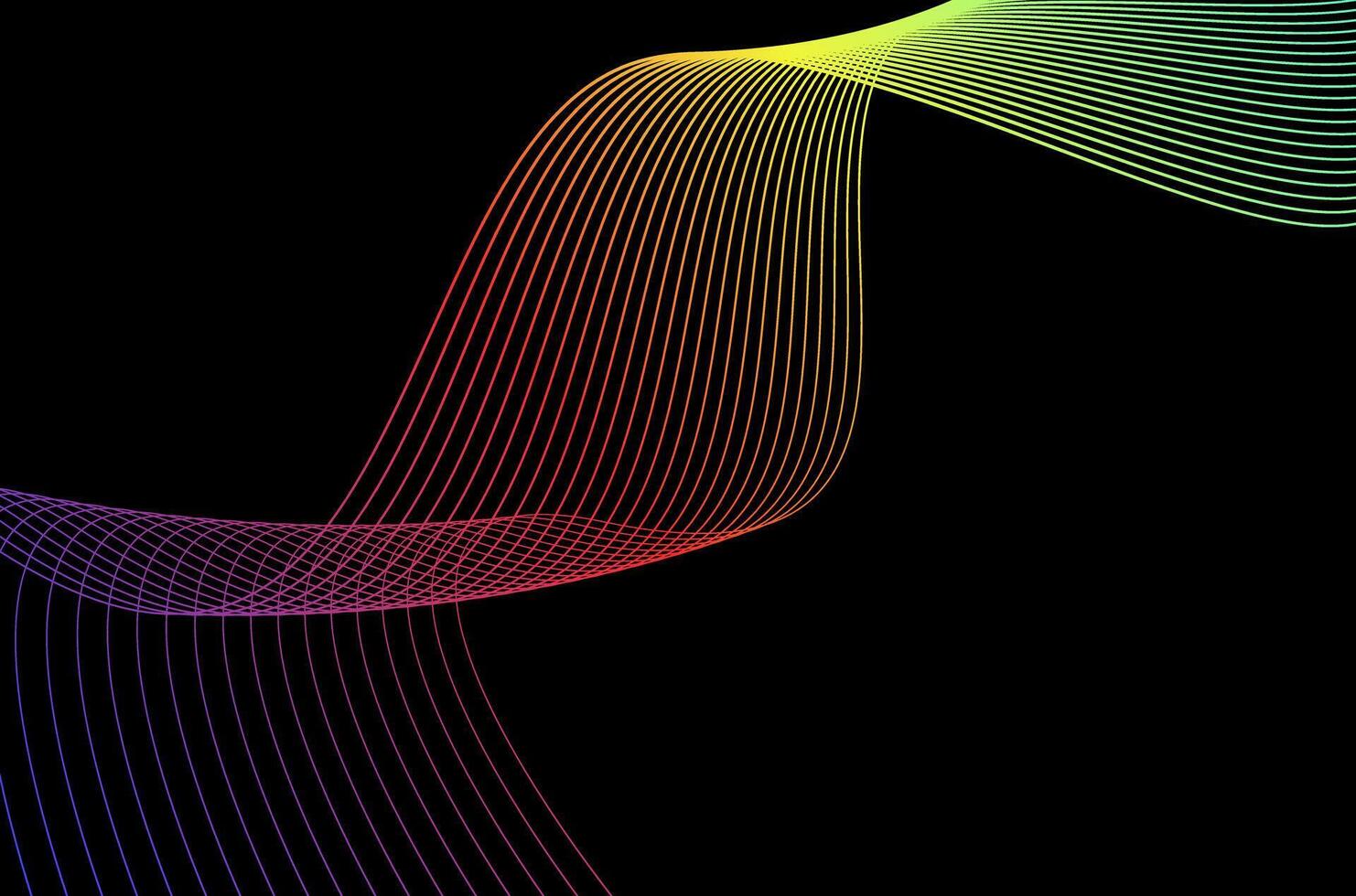 Minimal Abstract line stripes swirl colourful and black background. Luxury, bright and modern concept with copy space. vector