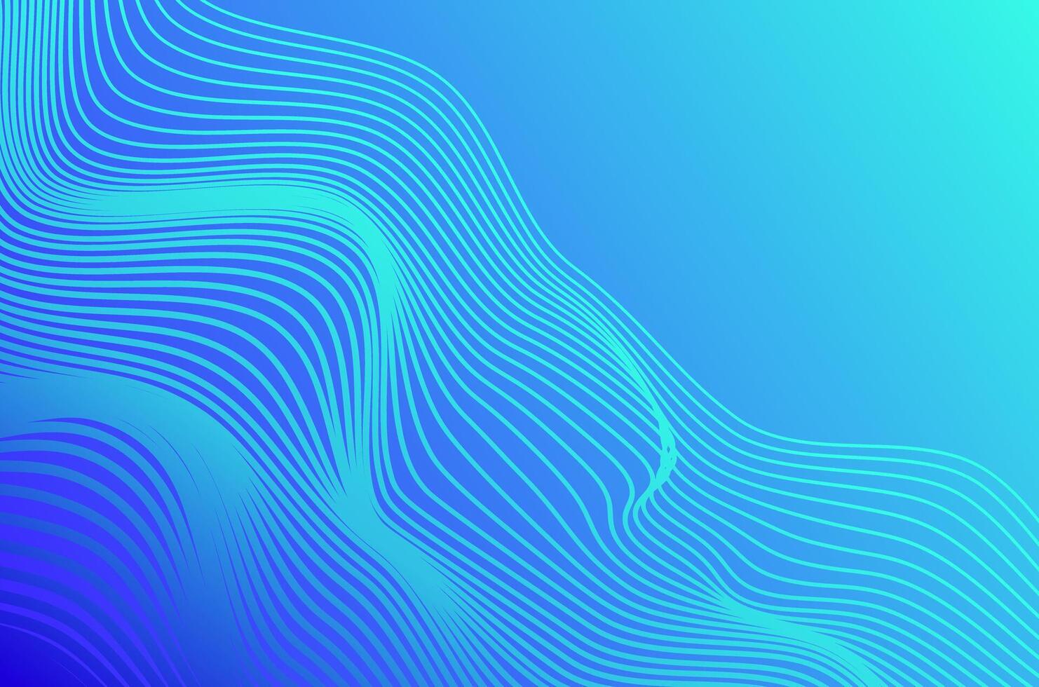 Dynamic line Blue neon wave stripes technology abstract background. Futuristic with motion and depth effect and copy space. vector