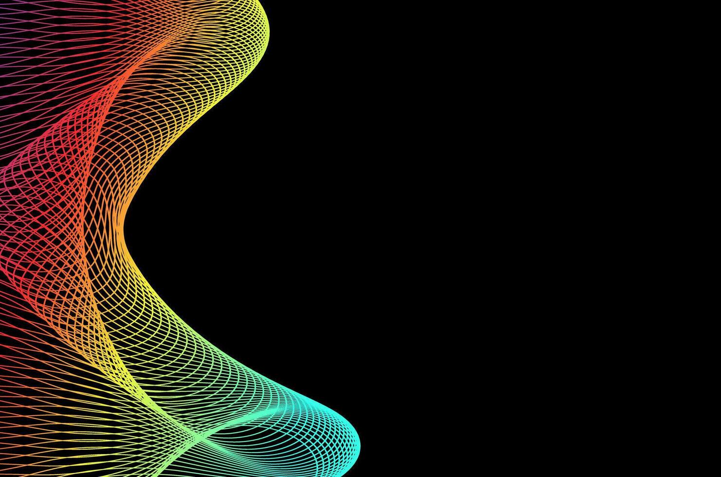 Abstract line stripes swirl colourful and black background. Luxury, bright and modern concept with copy space. vector