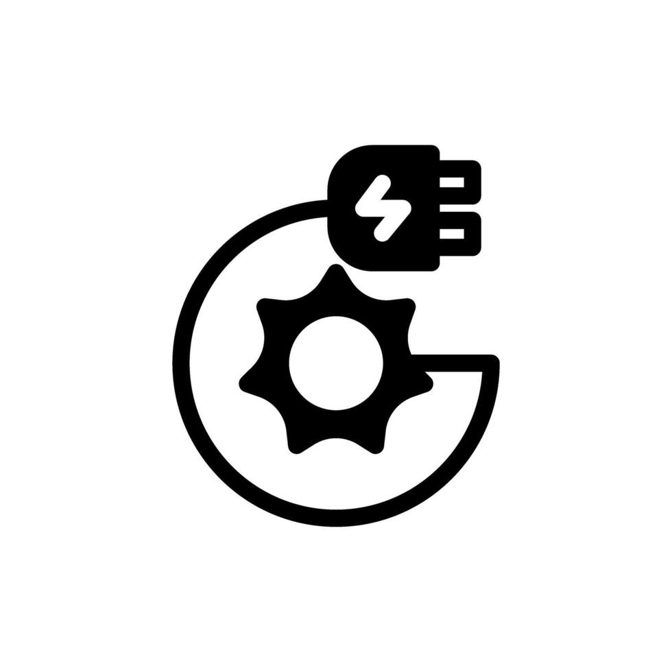 Icon Glyph charging powered by sun energy. Free energy, ecology, renewable, green energy and solar power plant concept. Black and Semi Solid icon. vector