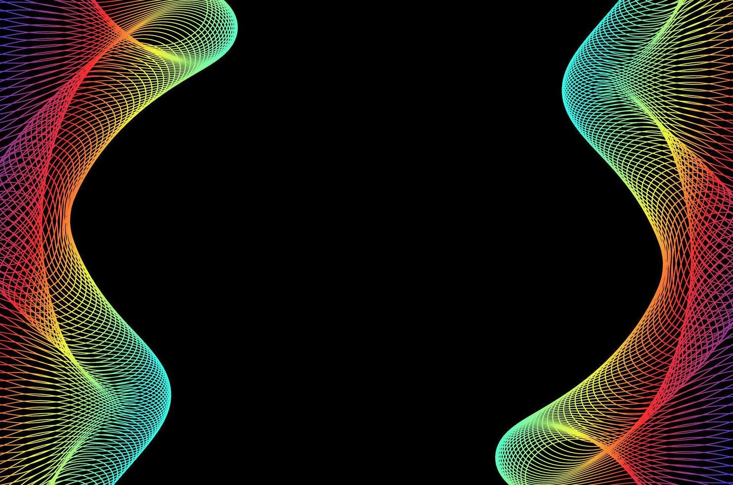 Abstract line stripes swirl colourful and black background. Luxury, bright and modern concept with space. vector