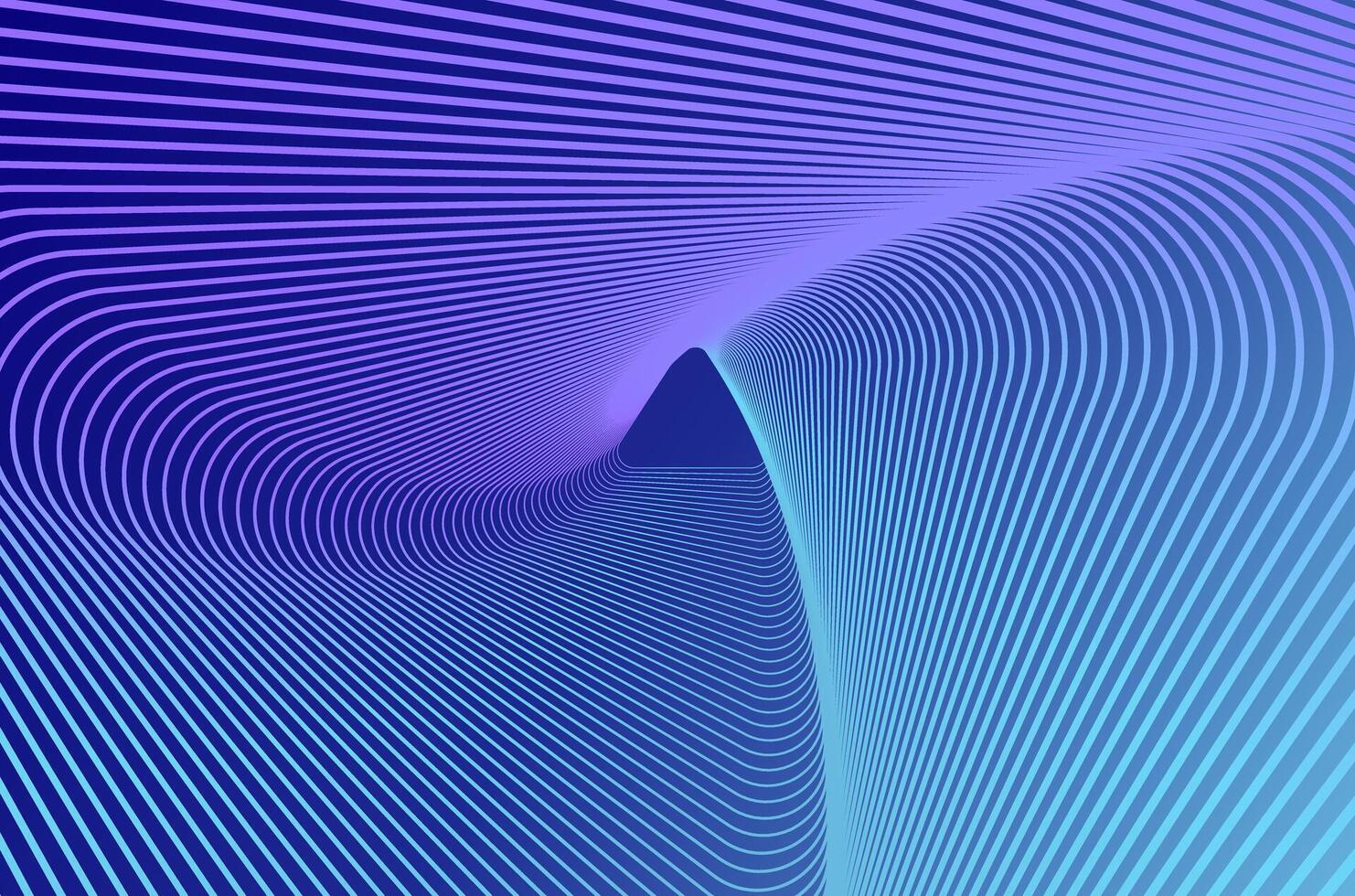 Concentric triangle line ripple swirl and spin pattern tech abstract background with neon vibrant colours. Technology, science and futuristic background with copy space. vector