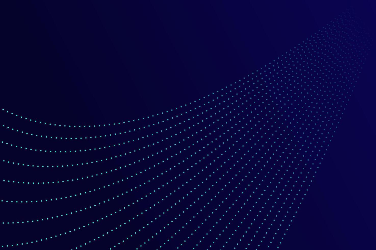Data flow line dot abstract background with neon color on navy blue background. Futuristic highspeed technology effect with copy space. vector