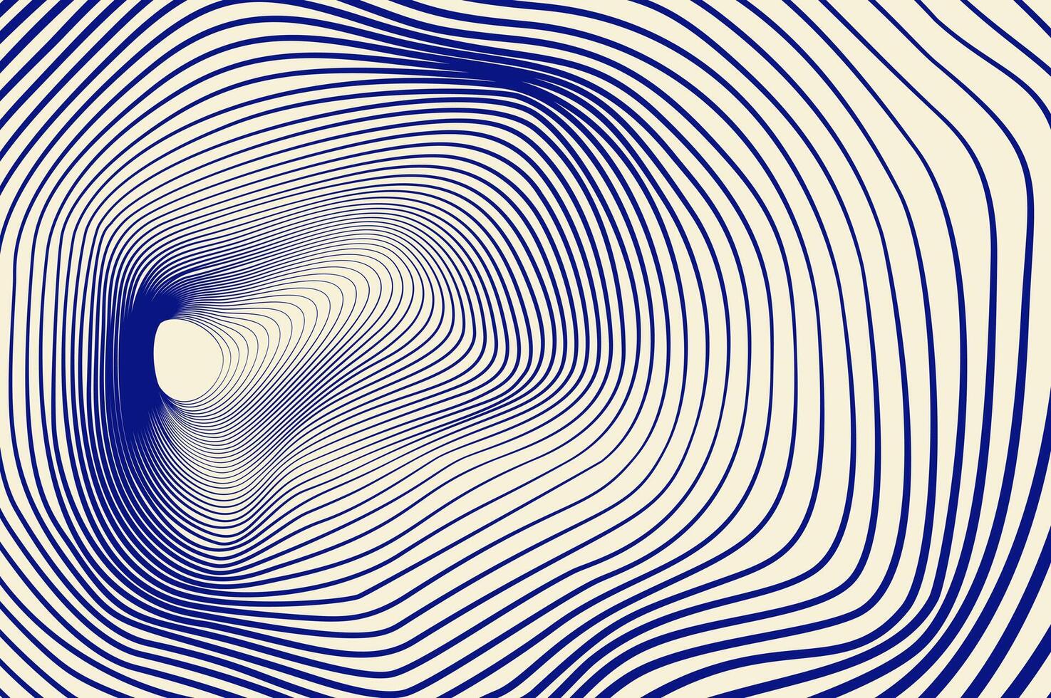 Minimalist circle line distortion, wavy, mesh abstract background. Tunnel, sound wave effect 3d blue retro design concept. vector