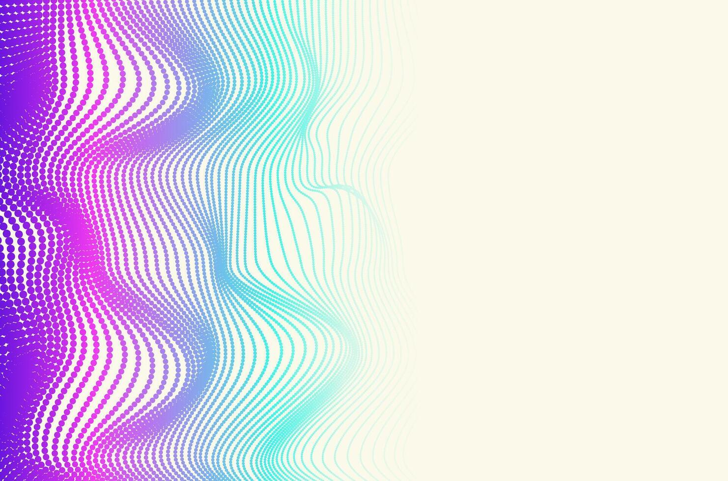 Dynamic big data colorful neon particle wave dots technology abstract background. Futuristic design with motion and depth effect and copy space. vector