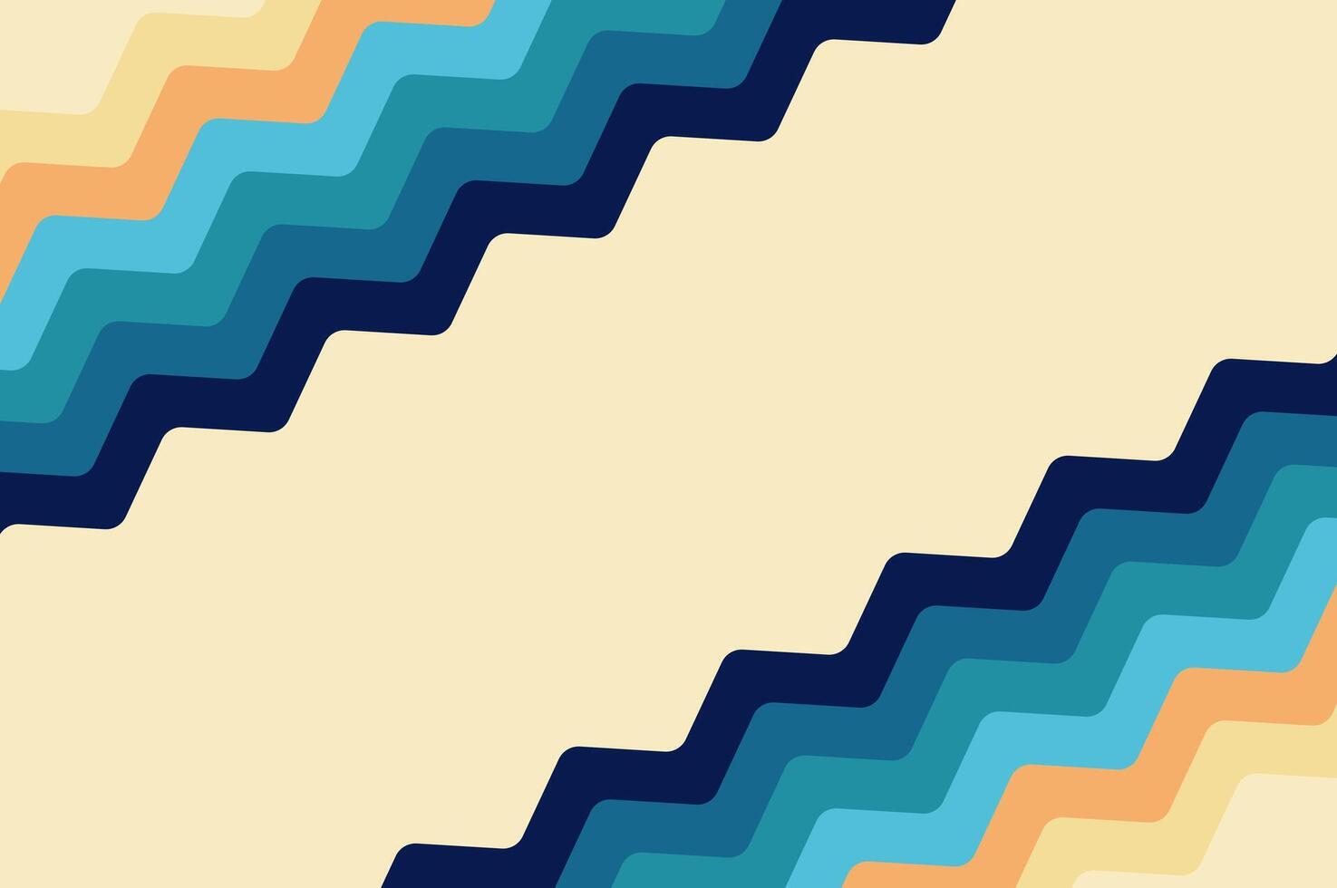 Geometric wavy rounded line striped with retro colorful. Retro style design template abstract background with copy space. vector