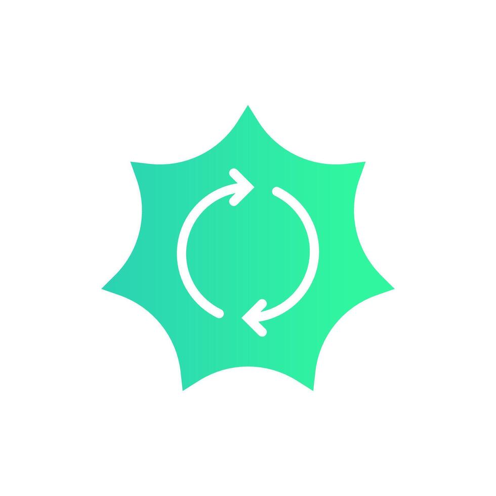 Icon Flat Gradient recycle solar sun energy. Free energy, ecology, renewable, green energy and solar power plant concept. Gradient blue and Flat icon. vector