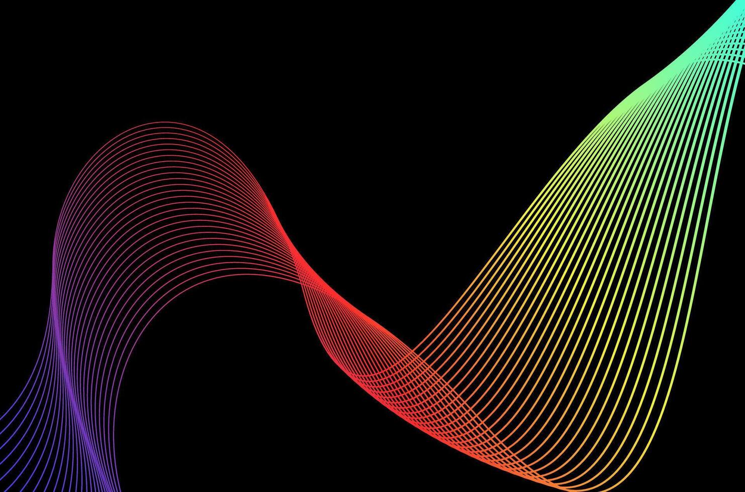 Minimal Abstract line stripes swirl colourful with black background. Luxury, bright and modern concept with space. vector