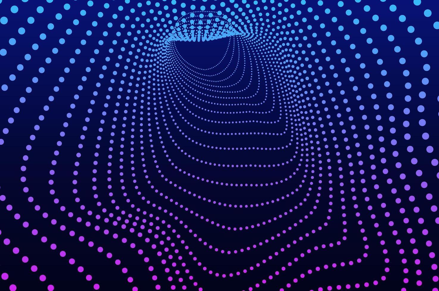 Tunnel 3d particle, stome or molecul wormhole abstract background. Big data hole sound wave effect distorted, future technology concept with copy space. vector