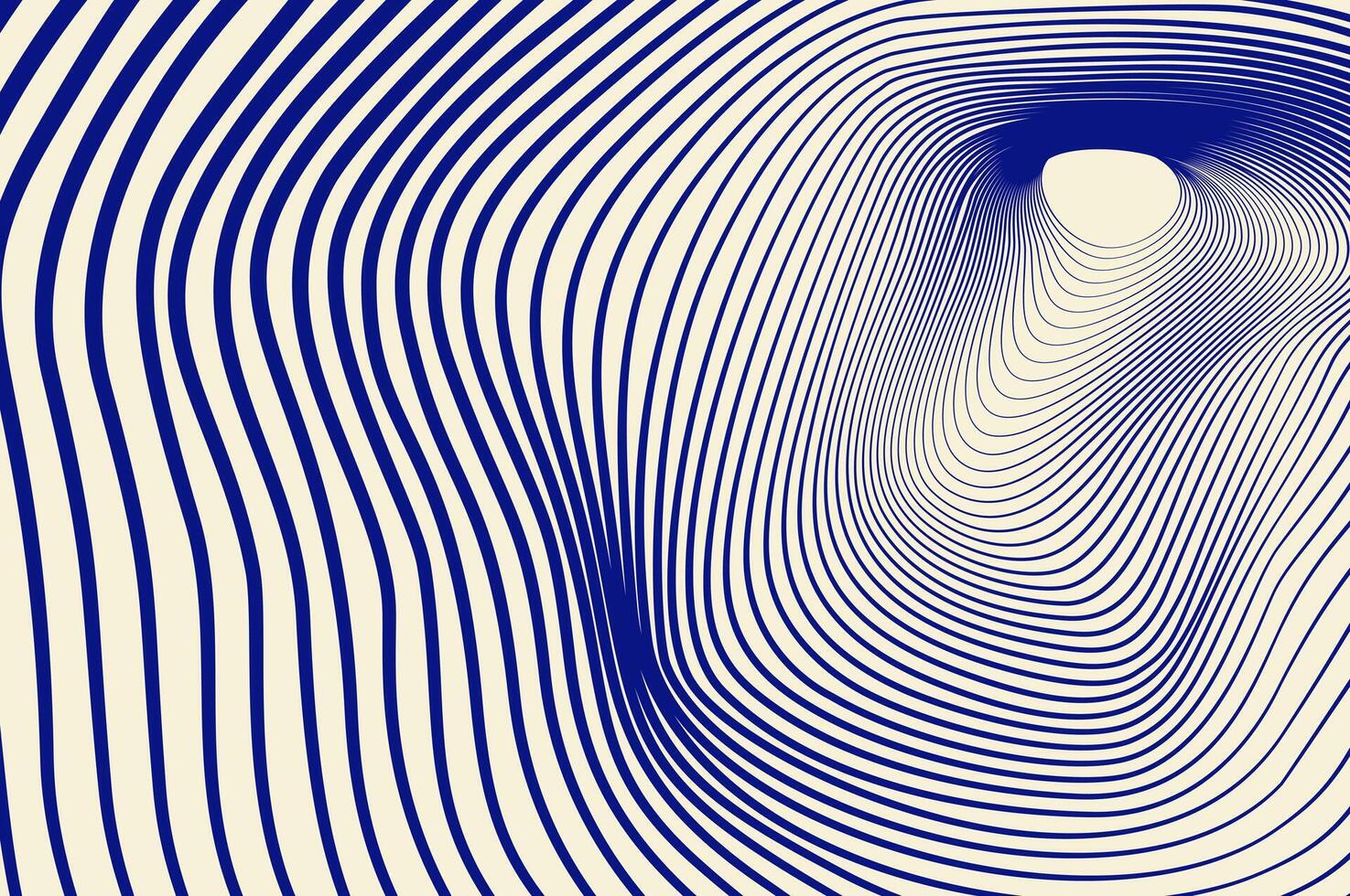 3d circle line distortion, mesh, wavy abstract background. Tunnel, soundwave effect 3d blue retro design concept. vector
