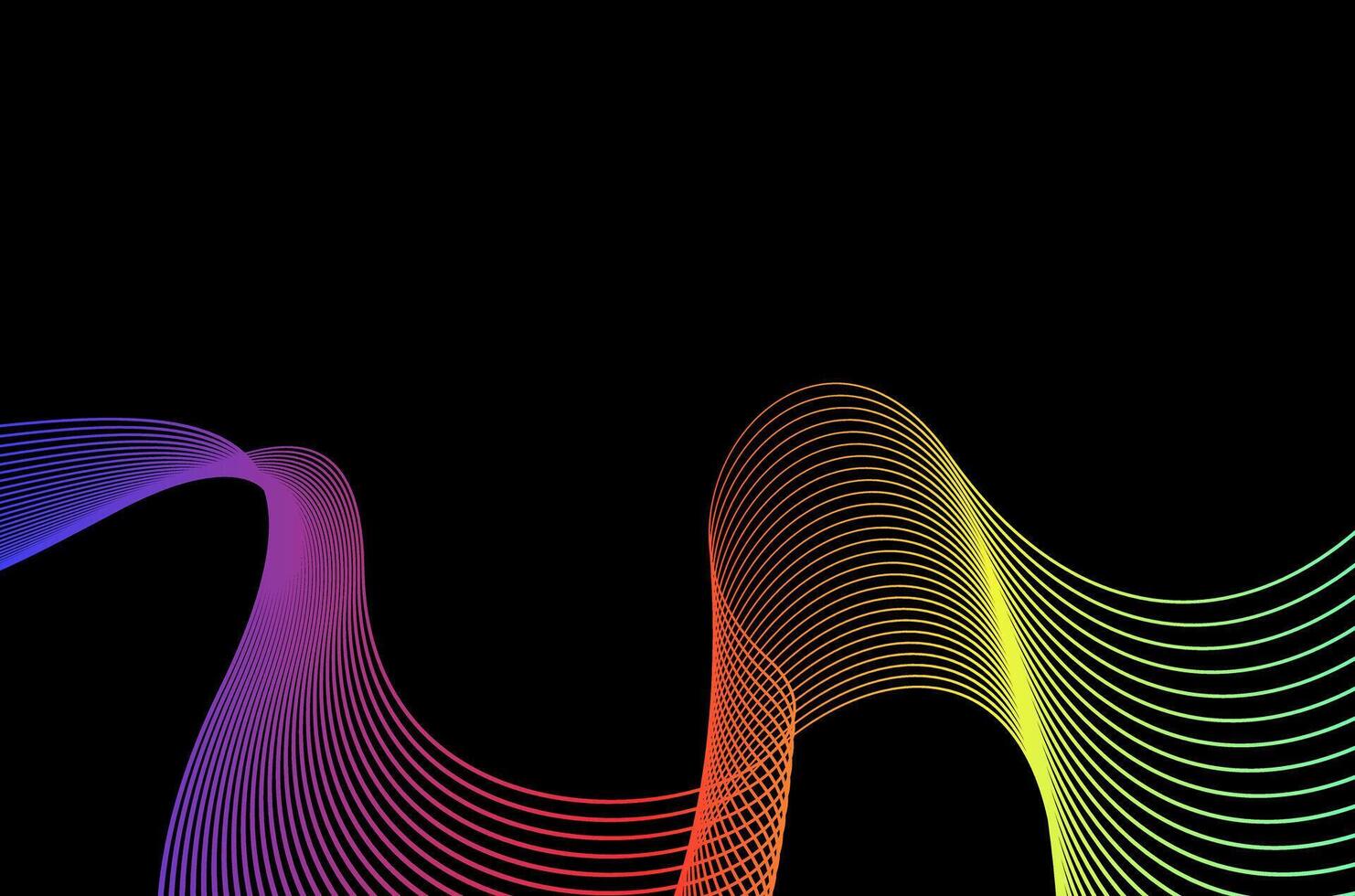 Artistic Abstract line stripes swirl colourful and black background. Luxury, bright and modern concept with copy space. vector