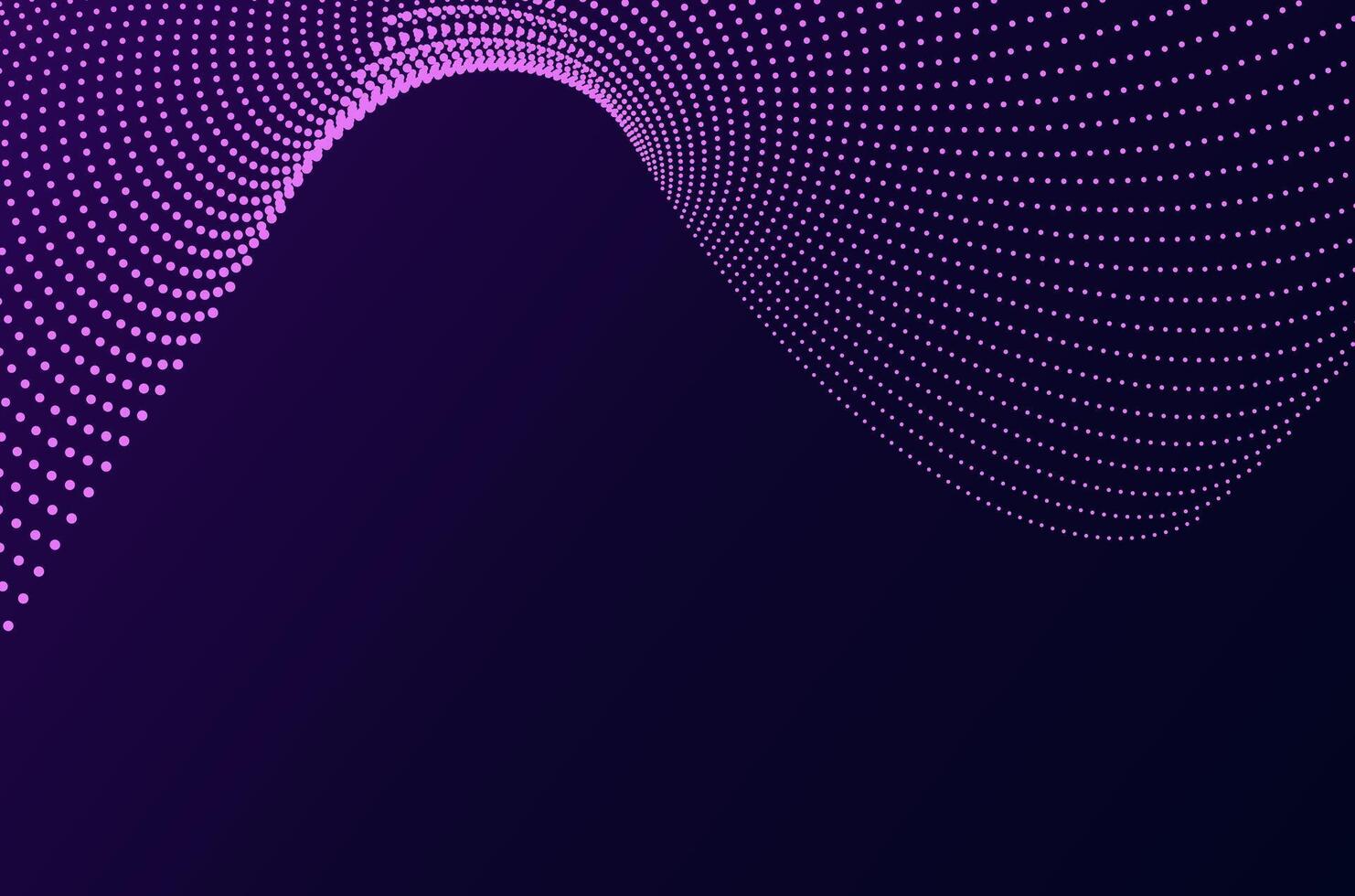 Dynamic big data purple neon particle wave dots technology abstract background. Futuristic design with motion and depth effect and copy space. vector