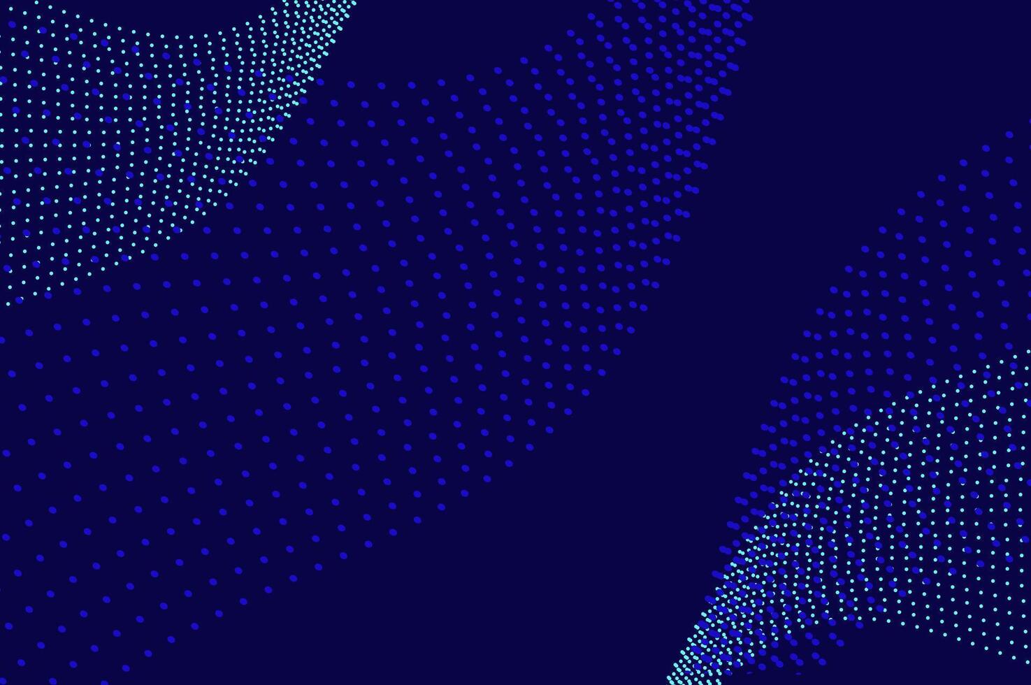 Mininalist Dynamic neon green particle wave line on dark blue abstract background. Abstract soundwave, data technology visualization with copy space. vector