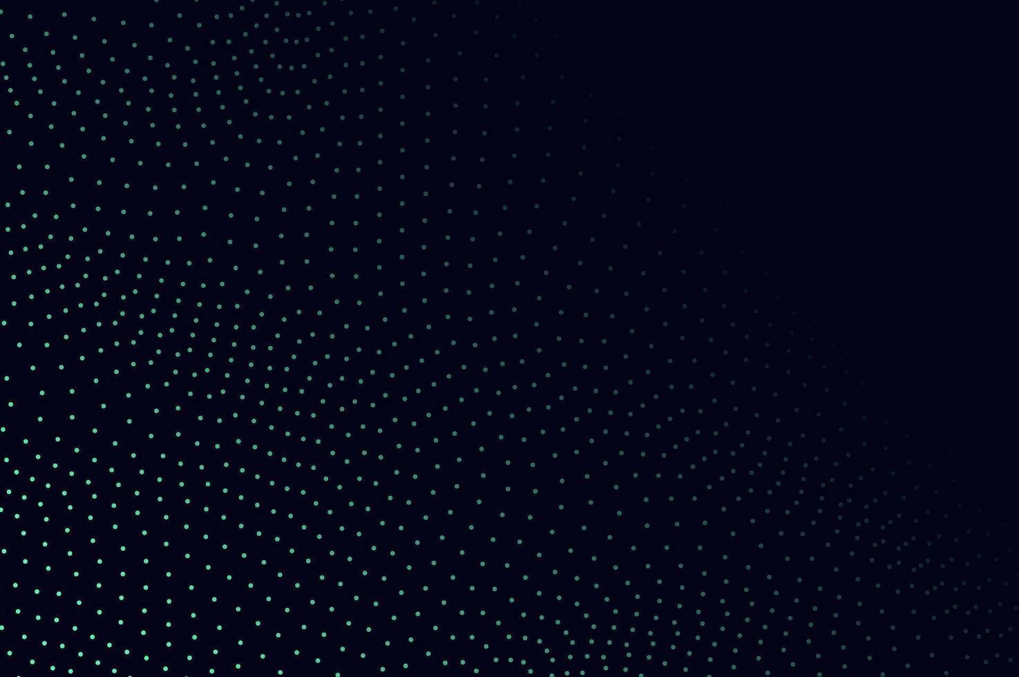 Mininalist Dynamic neon green particle wave line on dark blue abstract background. Abstract soundwave, data, tech visualization with space. vector