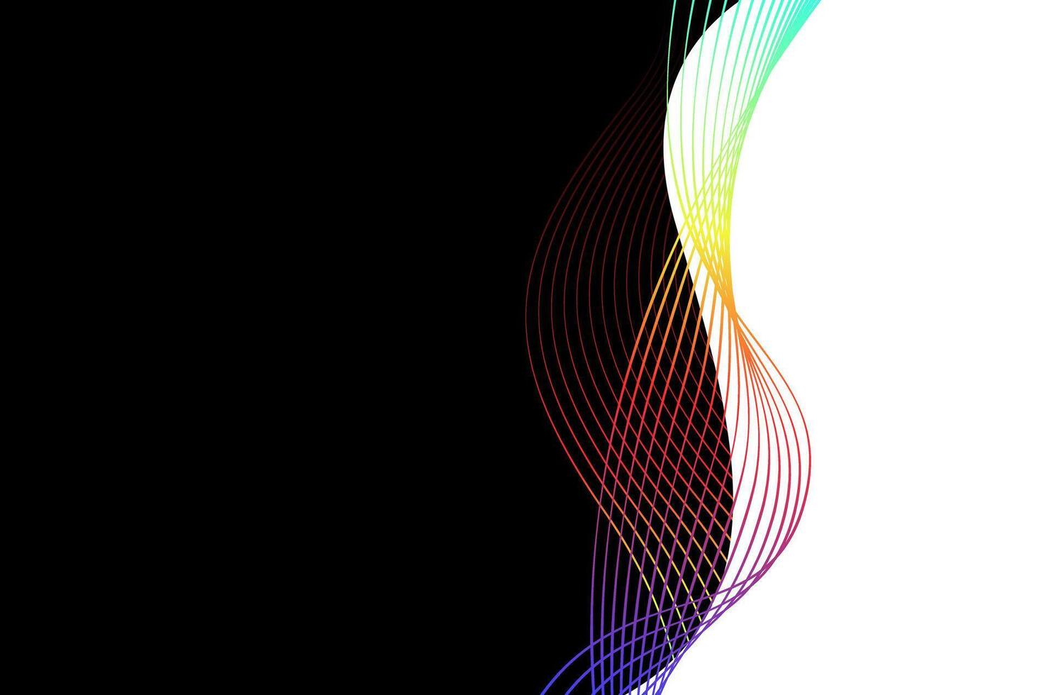 Minimal Abstract line stripes swirl colourful on black background. Luxury, bright and modern concept with copy space. vector