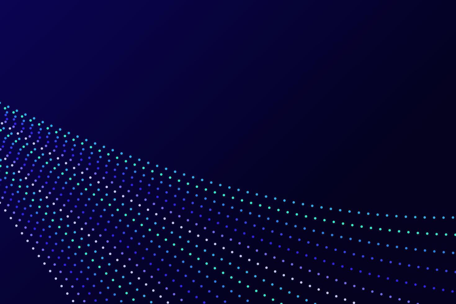 Data flow line dot with neon color on navy blue background. Futuristic high speed technology effect with copy space. vector