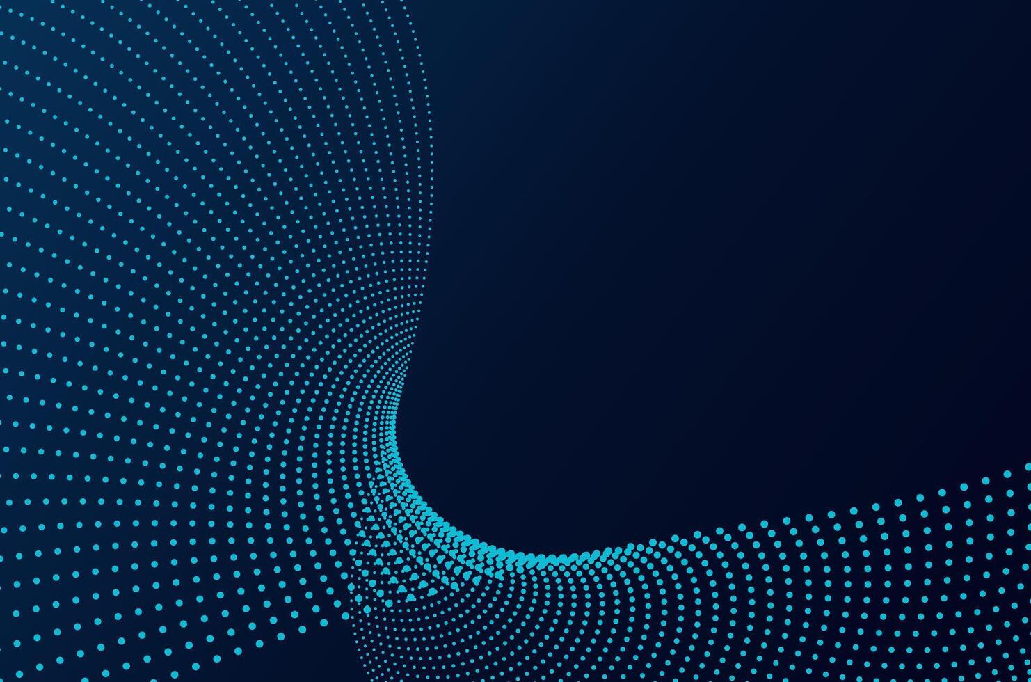 Big data green neon particle wave dots technology abstract background. Futuristic design with motion and depth effect and copy space. vector