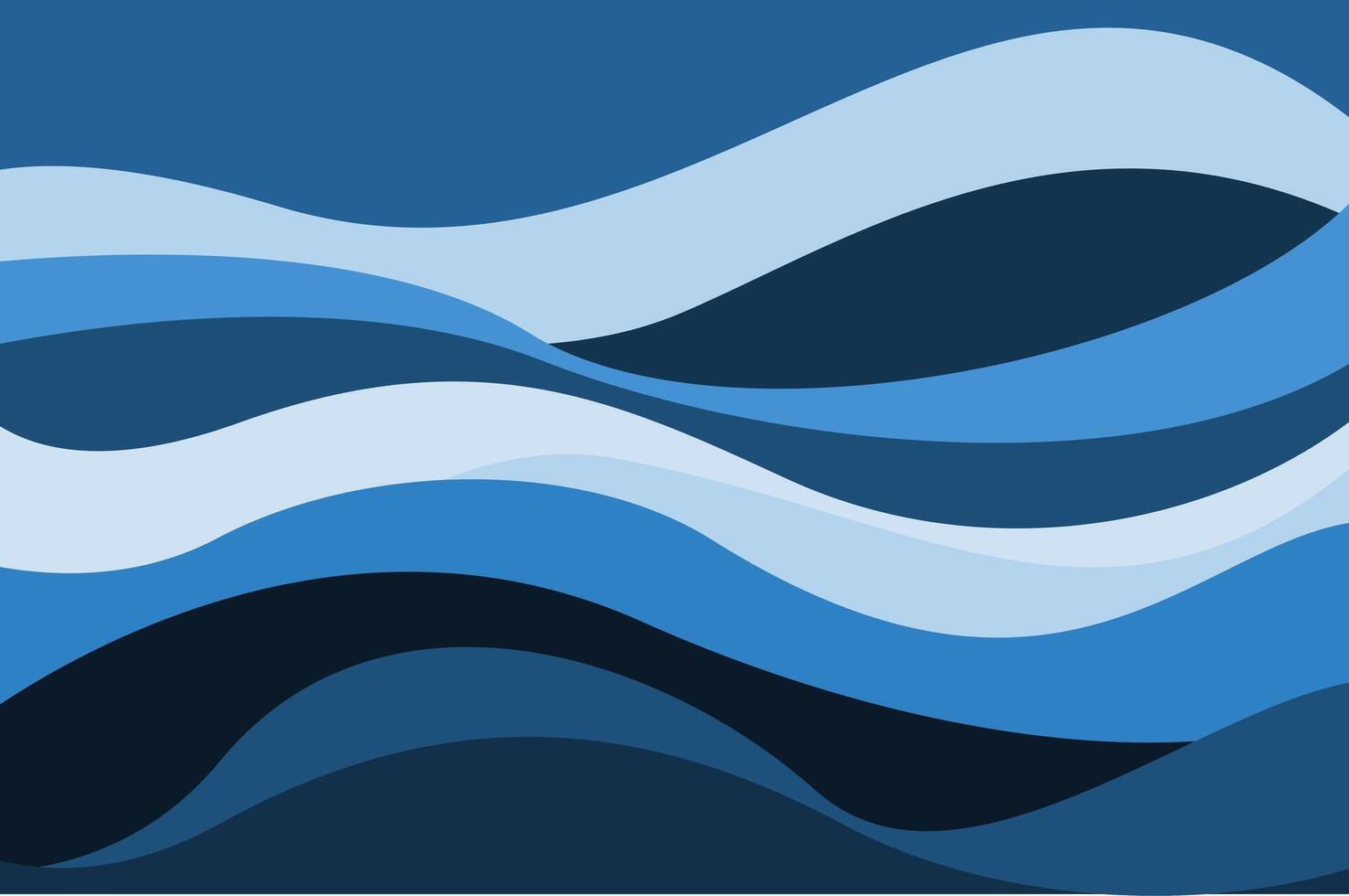 Blue wavy abstract background. Flow ocean sea wave curve flat design style. Modern and minimalist concept. vector