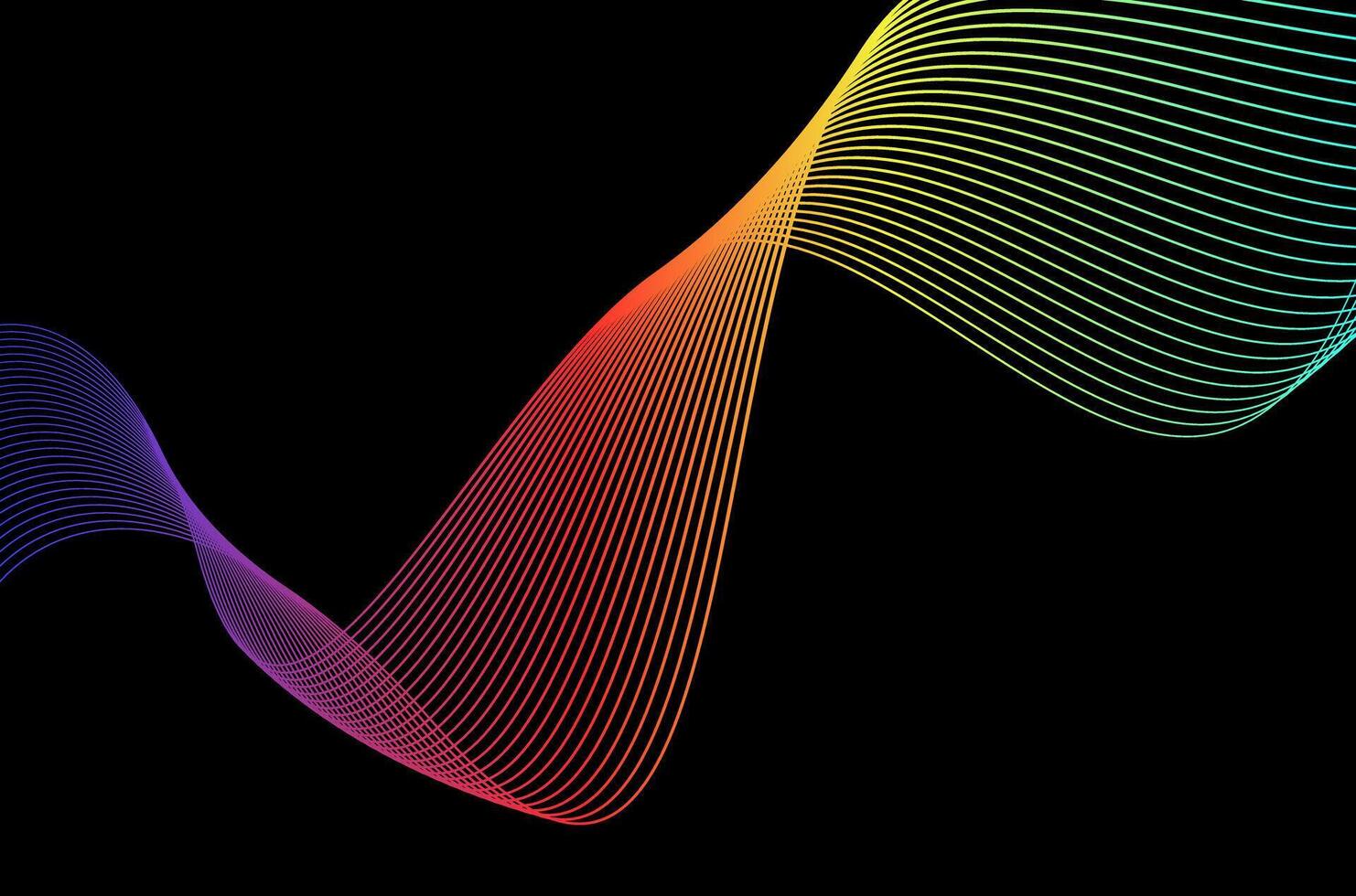 Artistic Abstract line stripes swirl colourful on black background. Luxury, bright and modern concept with copy space. vector