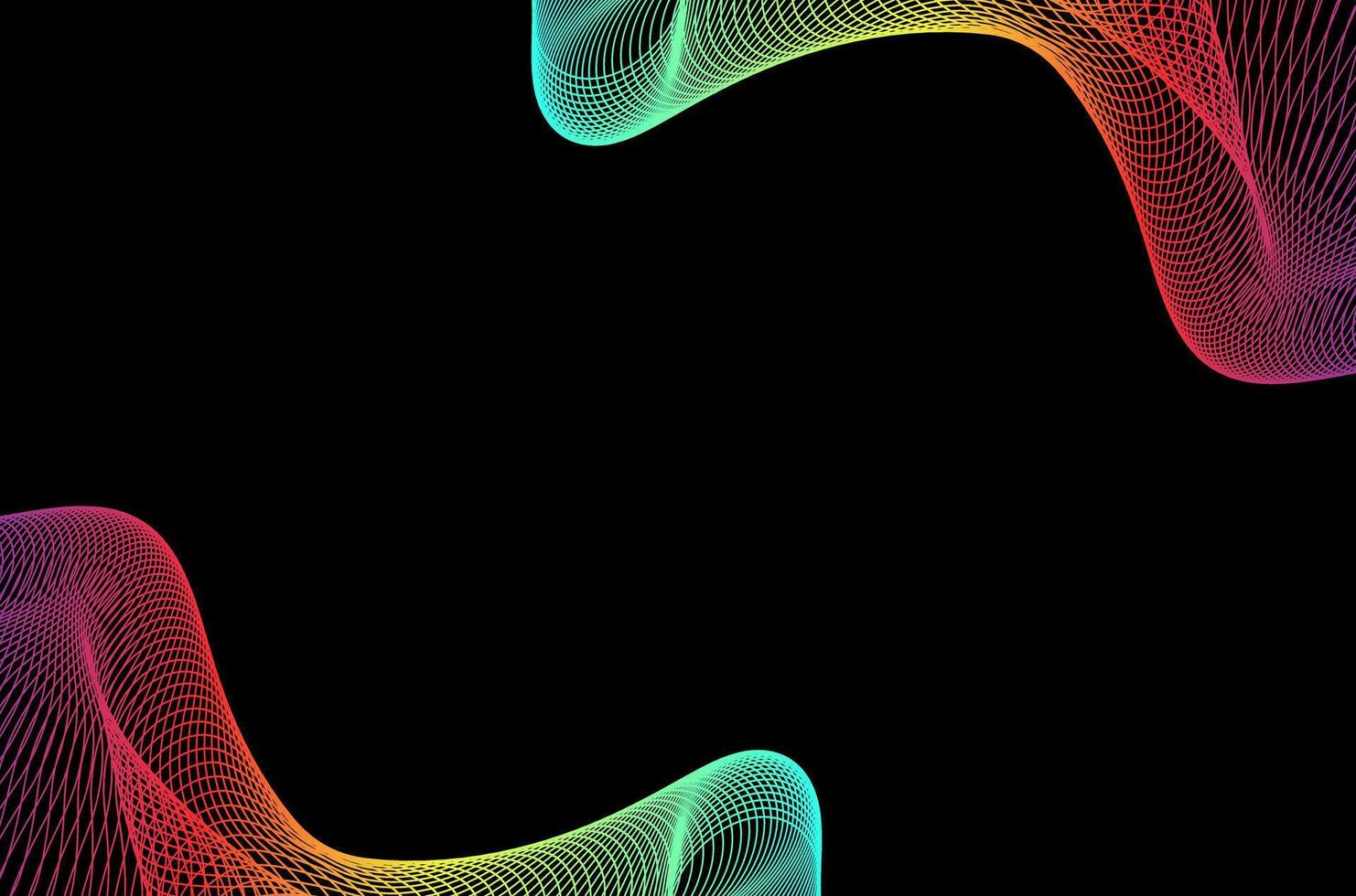 Abstract line stripes swirl colourful with black background. Luxury, bright and modern concept with space. vector