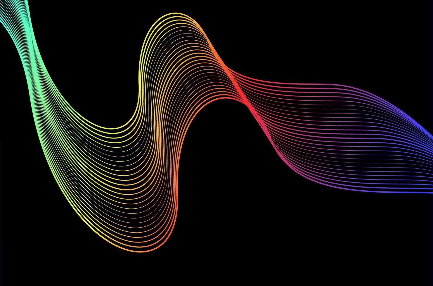 Artistic Abstract line stripes swirl colourful and black background. Luxury, bright and modern concept with space. vector