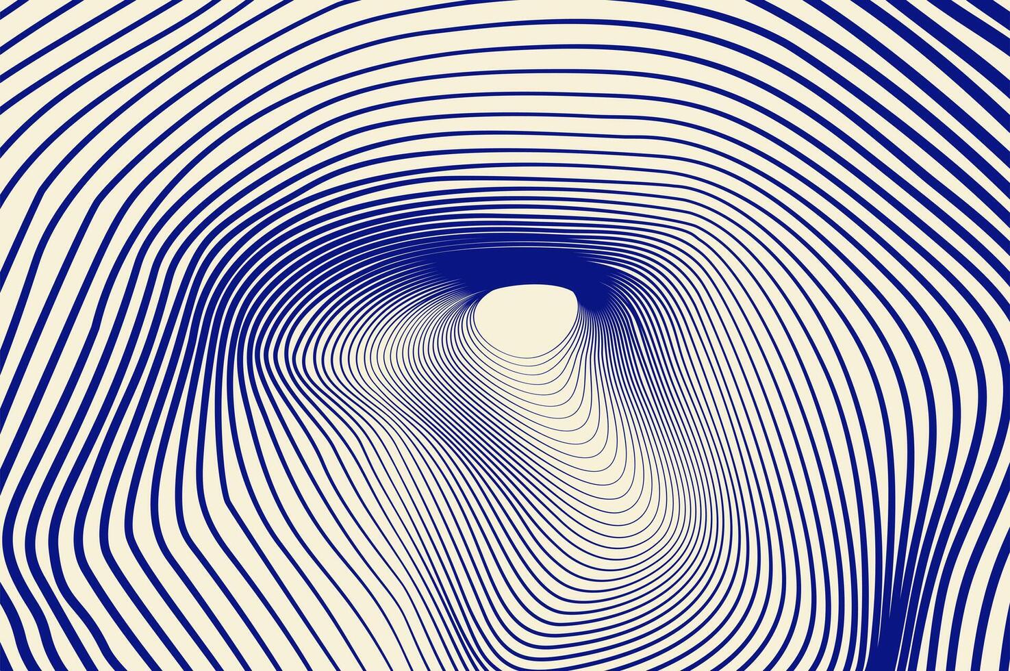 Minimalist circle line distortion, mesh, wavy abstract background. Tunnel, sound wave effect 3d blue retro design concept. vector