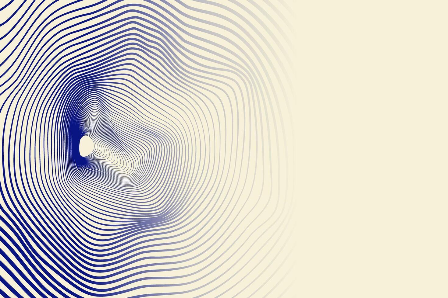 Minimalist circle line distortion, wavy abstract background. Tunnel, soundwave effect 3d blue retro design concept. vector