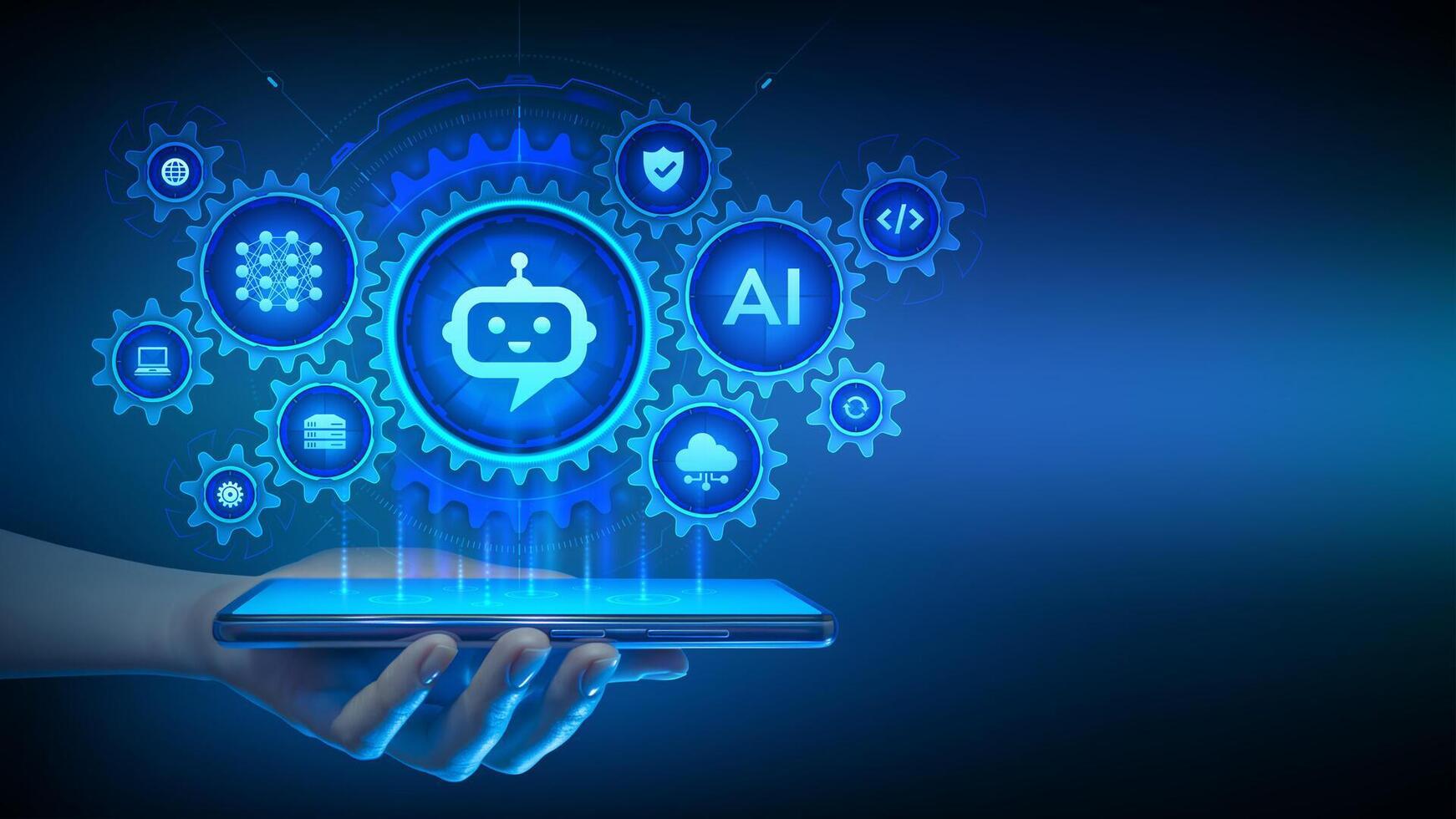 AI chatbot technology on smartphone vector